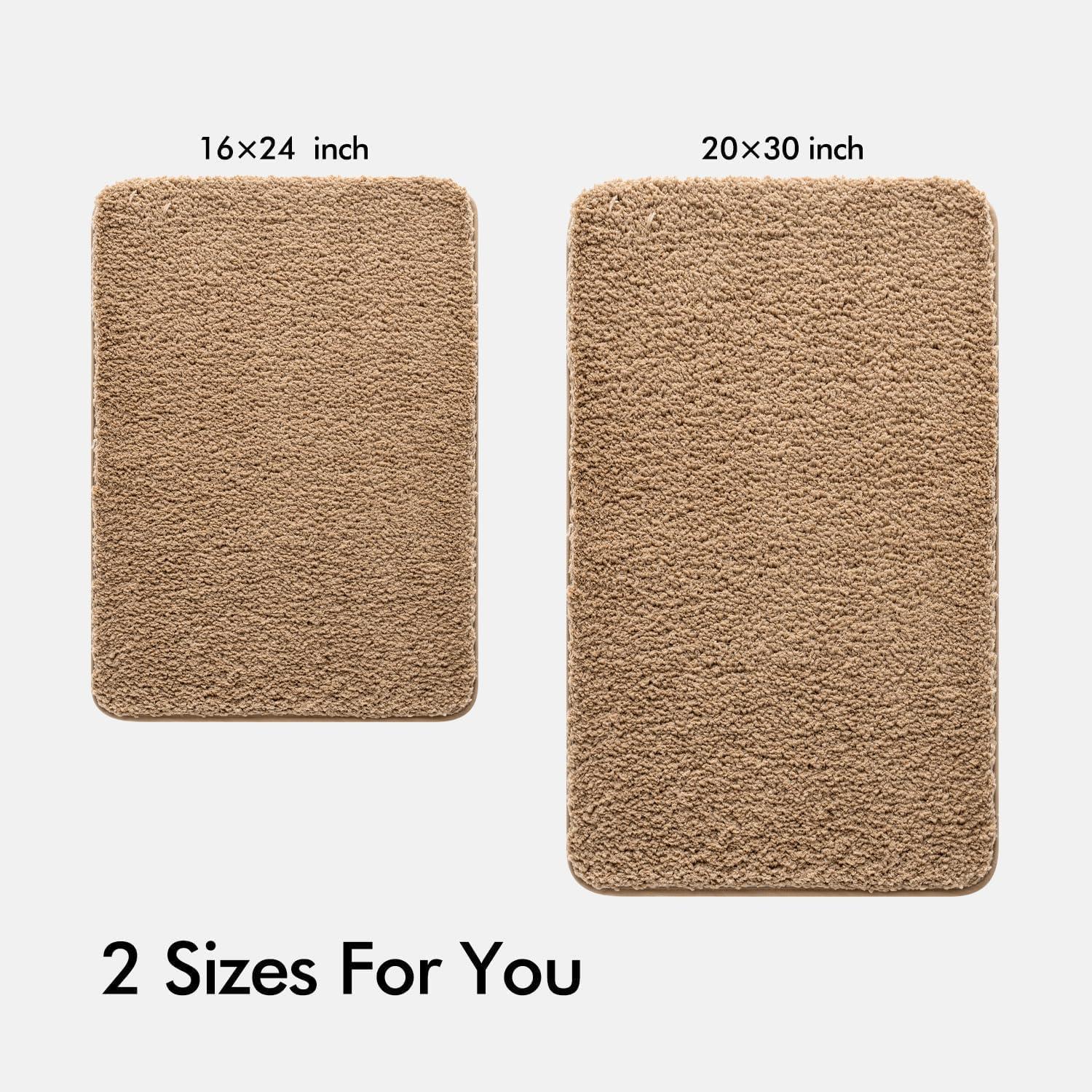 imageMIULEE Pink Bathroom Rugs Sets 2 Piece Including U Shaped Toilet Rug Soft Absorbent Bath Mats with Non Slip Rubber Backside for Bathroom Floor Tub Machine Washable Blush U 20x2420x30Light Brown
