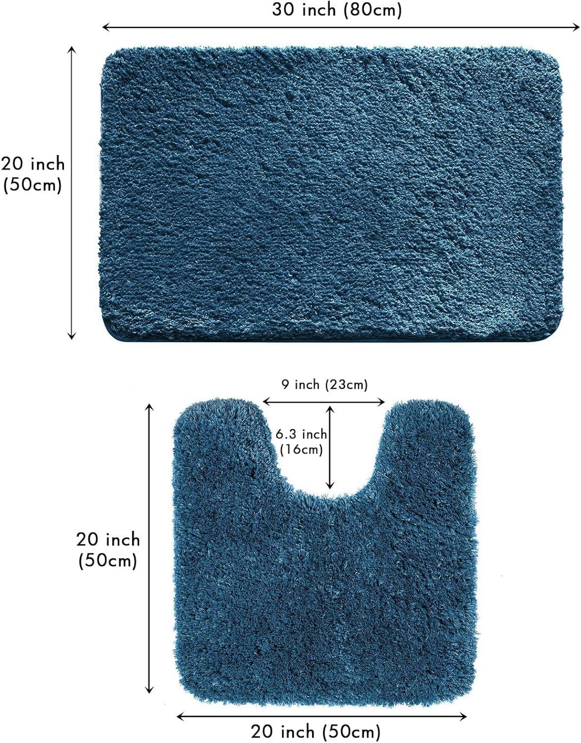 imageMIULEE Pink Bathroom Rugs Sets 2 Piece Including U Shaped Toilet Rug Soft Absorbent Bath Mats with Non Slip Rubber Backside for Bathroom Floor Tub Machine Washable Blush U 20x2420x30Navy Blue
