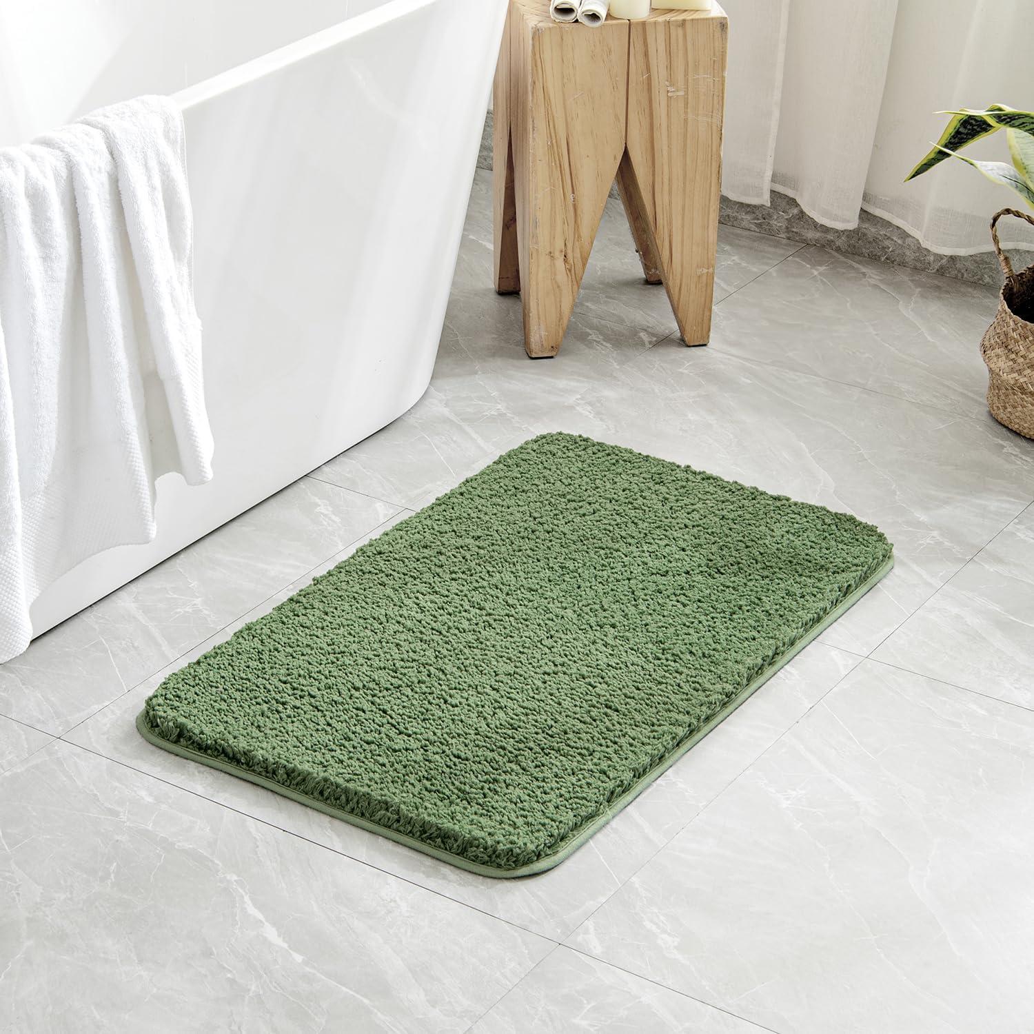 imageMIULEE Pink Bathroom Rugs Sets 2 Piece Including U Shaped Toilet Rug Soft Absorbent Bath Mats with Non Slip Rubber Backside for Bathroom Floor Tub Machine Washable Blush U 20x2420x30Moss Green