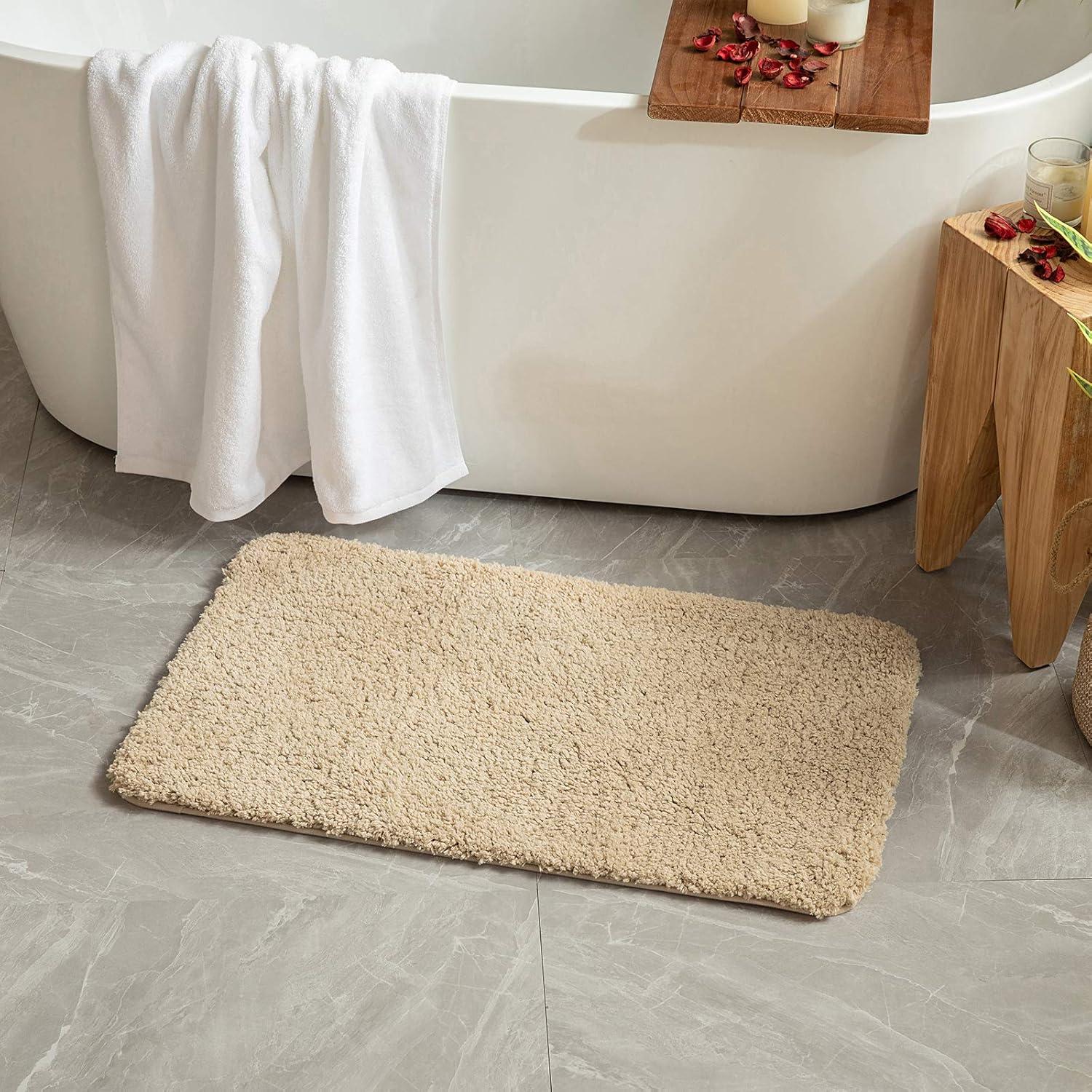 imageMIULEE Pink Bathroom Rugs Sets 2 Piece Including U Shaped Toilet Rug Soft Absorbent Bath Mats with Non Slip Rubber Backside for Bathroom Floor Tub Machine Washable Blush U 20x2420x30Camel