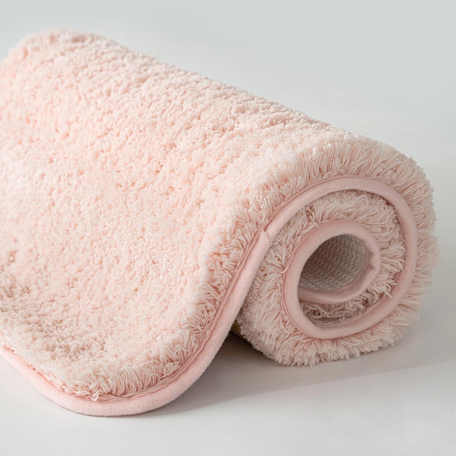 imageMIULEE Pink Bathroom Rugs Sets 2 Piece Including U Shaped Toilet Rug Soft Absorbent Bath Mats with Non Slip Rubber Backside for Bathroom Floor Tub Machine Washable Blush U 20x2420x30Blush