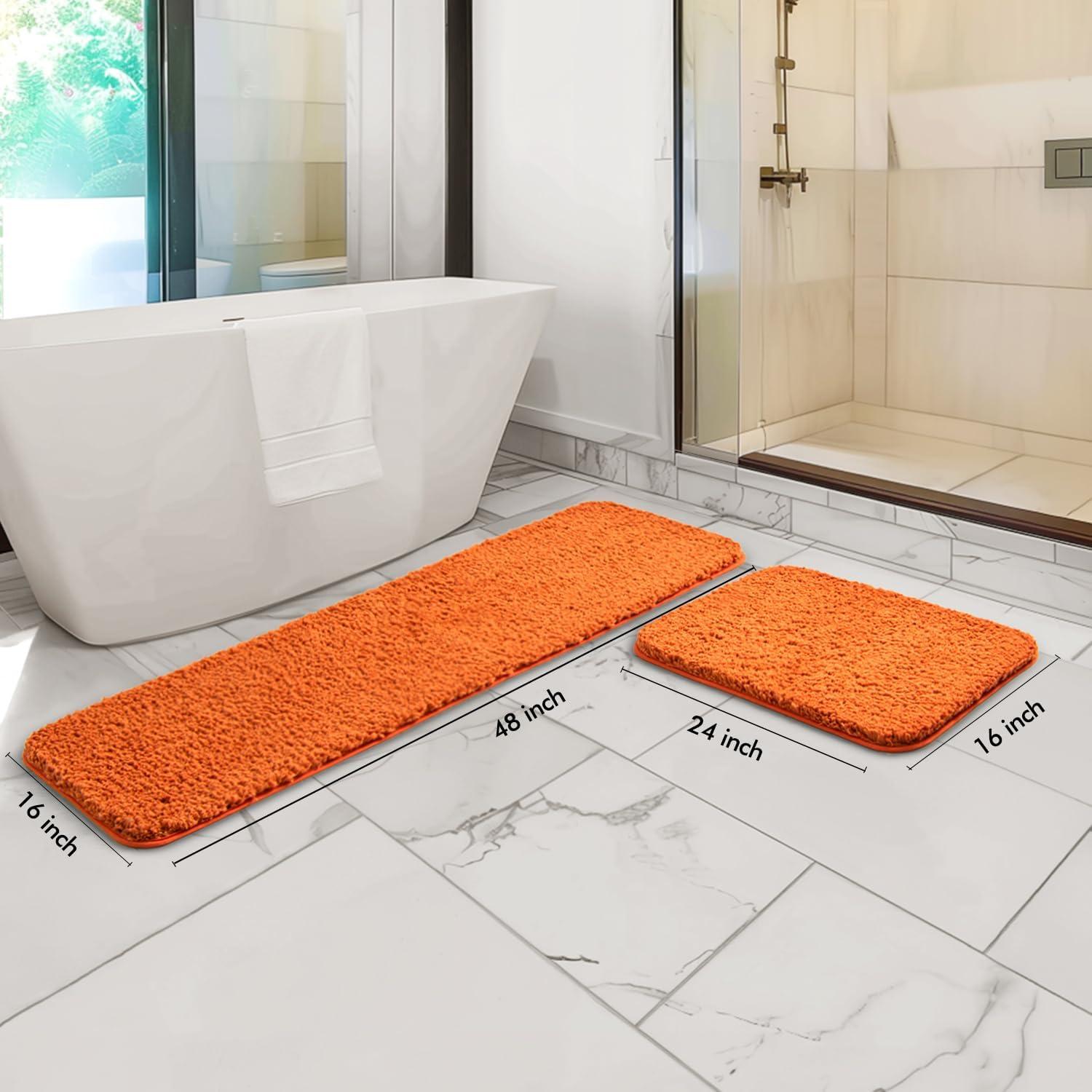 imageMIULEE Pink Bathroom Rugs Sets 2 Piece Including U Shaped Toilet Rug Soft Absorbent Bath Mats with Non Slip Rubber Backside for Bathroom Floor Tub Machine Washable Blush U 20x2420x30Orange
