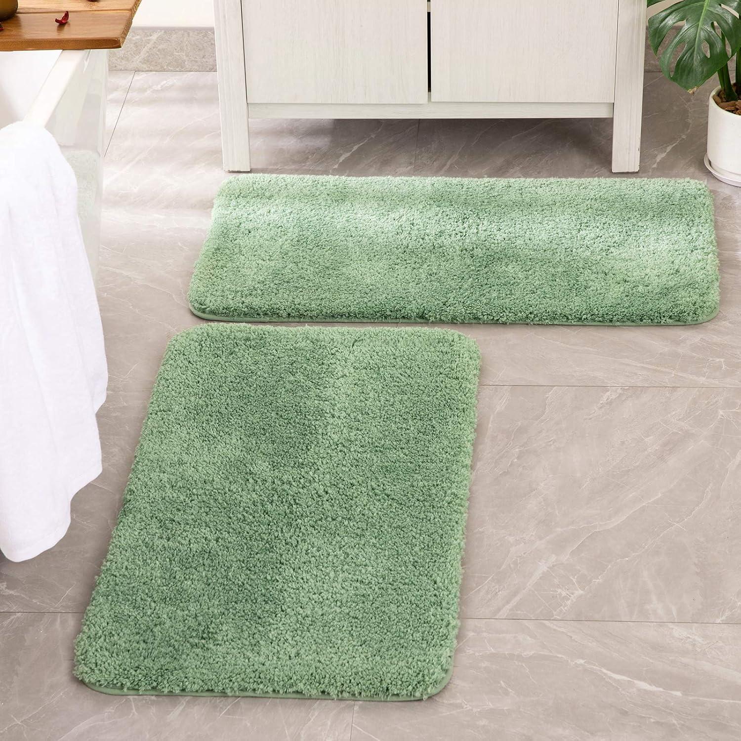 imageMIULEE Pink Bathroom Rugs Sets 2 Piece Including U Shaped Toilet Rug Soft Absorbent Bath Mats with Non Slip Rubber Backside for Bathroom Floor Tub Machine Washable Blush U 20x2420x30Sage Green