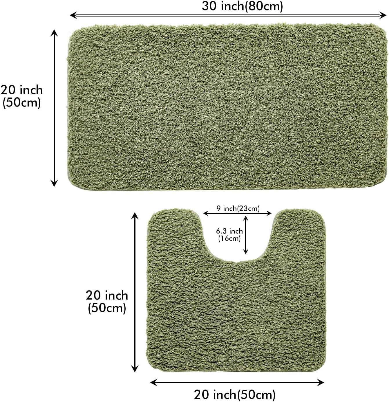 imageMIULEE Pink Bathroom Rugs Sets 2 Piece Including U Shaped Toilet Rug Soft Absorbent Bath Mats with Non Slip Rubber Backside for Bathroom Floor Tub Machine Washable Blush U 20x2420x30Sage