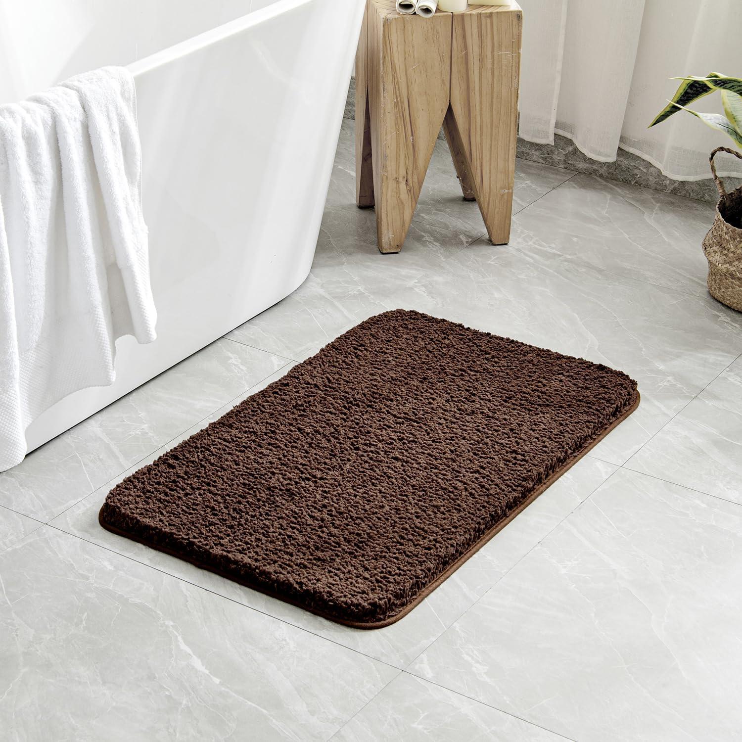 imageMIULEE Pink Bathroom Rugs Sets 2 Piece Including U Shaped Toilet Rug Soft Absorbent Bath Mats with Non Slip Rubber Backside for Bathroom Floor Tub Machine Washable Blush U 20x2420x30Brown