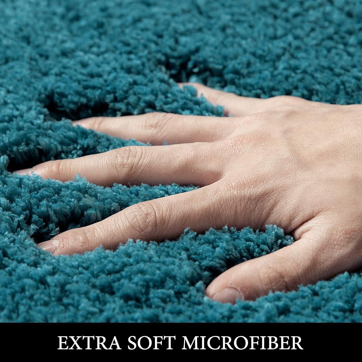 imageMIULEE Pink Bathroom Rugs Sets 2 Piece Including U Shaped Toilet Rug Soft Absorbent Bath Mats with Non Slip Rubber Backside for Bathroom Floor Tub Machine Washable Blush U 20x2420x30Teal