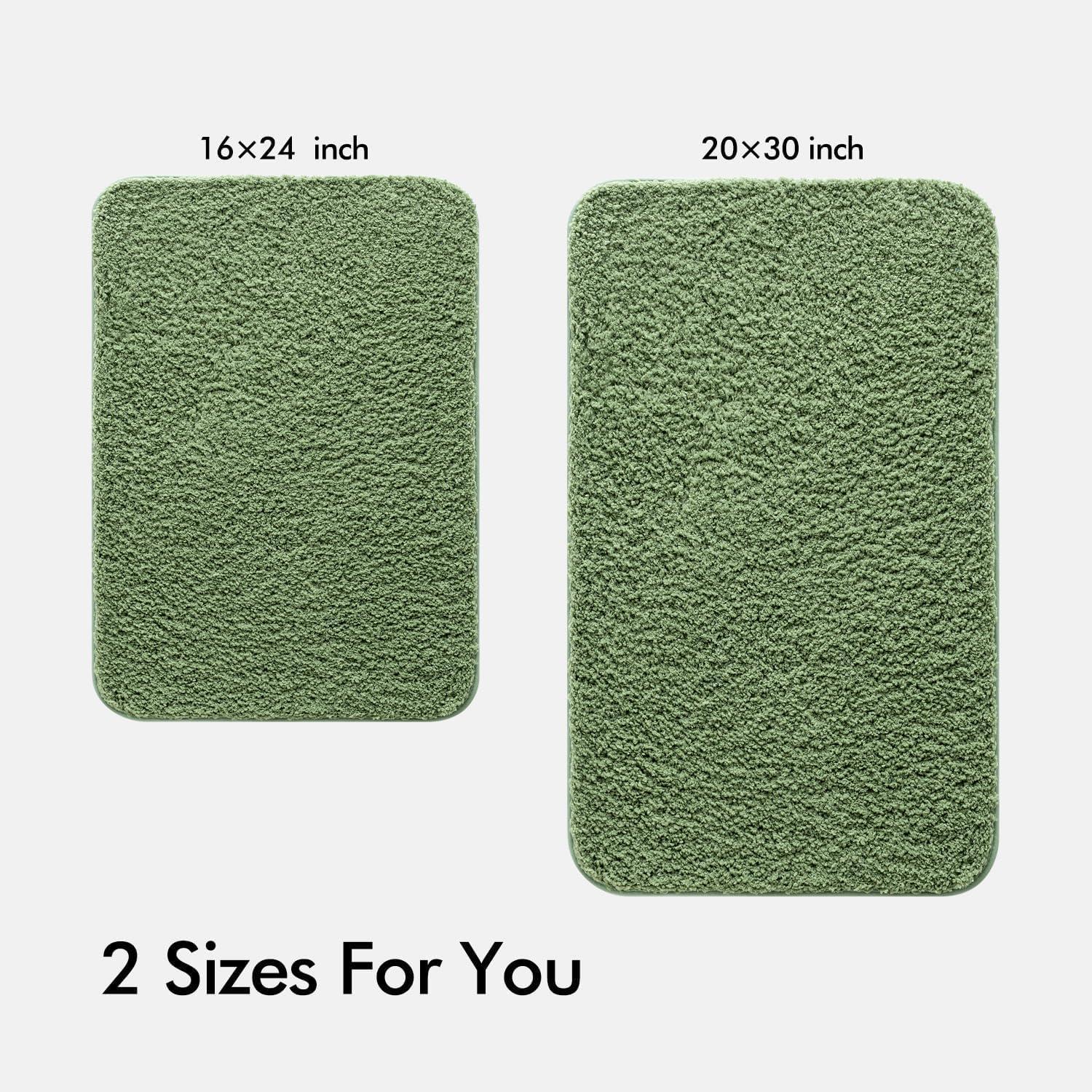 imageMIULEE Pink Bathroom Rugs Sets 2 Piece Including U Shaped Toilet Rug Soft Absorbent Bath Mats with Non Slip Rubber Backside for Bathroom Floor Tub Machine Washable Blush U 20x2420x30Moss Green