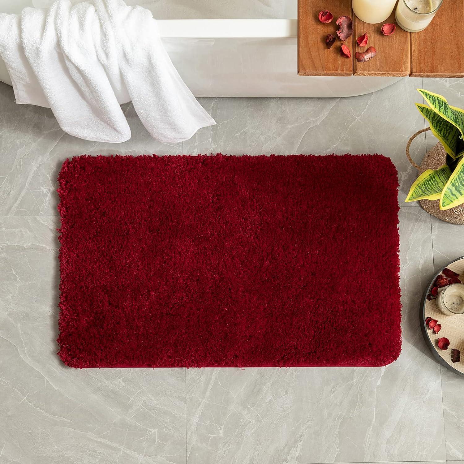 imageMIULEE Pink Bathroom Rugs Sets 2 Piece Including U Shaped Toilet Rug Soft Absorbent Bath Mats with Non Slip Rubber Backside for Bathroom Floor Tub Machine Washable Blush U 20x2420x30Red