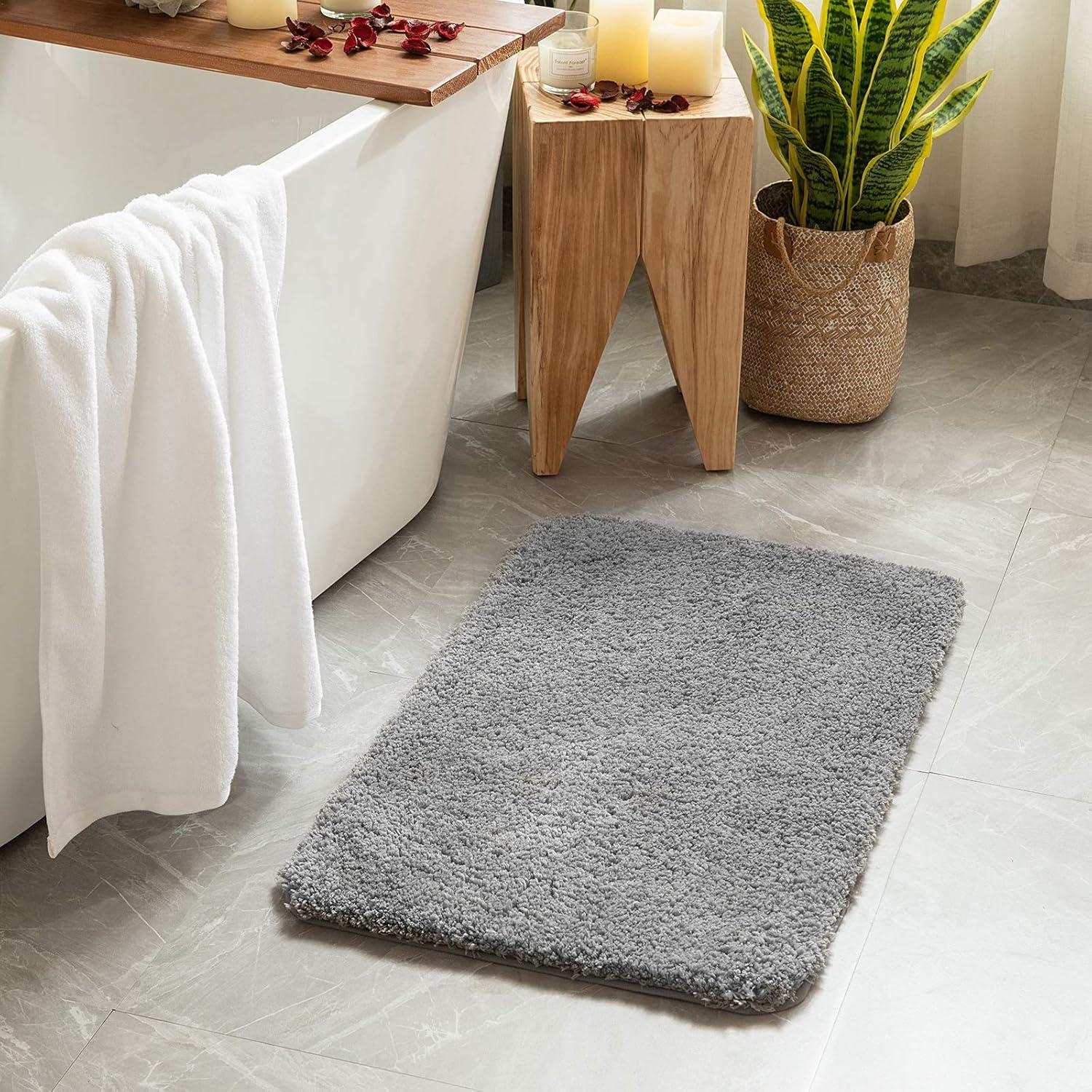 imageMIULEE Pink Bathroom Rugs Sets 2 Piece Including U Shaped Toilet Rug Soft Absorbent Bath Mats with Non Slip Rubber Backside for Bathroom Floor Tub Machine Washable Blush U 20x2420x30Grey
