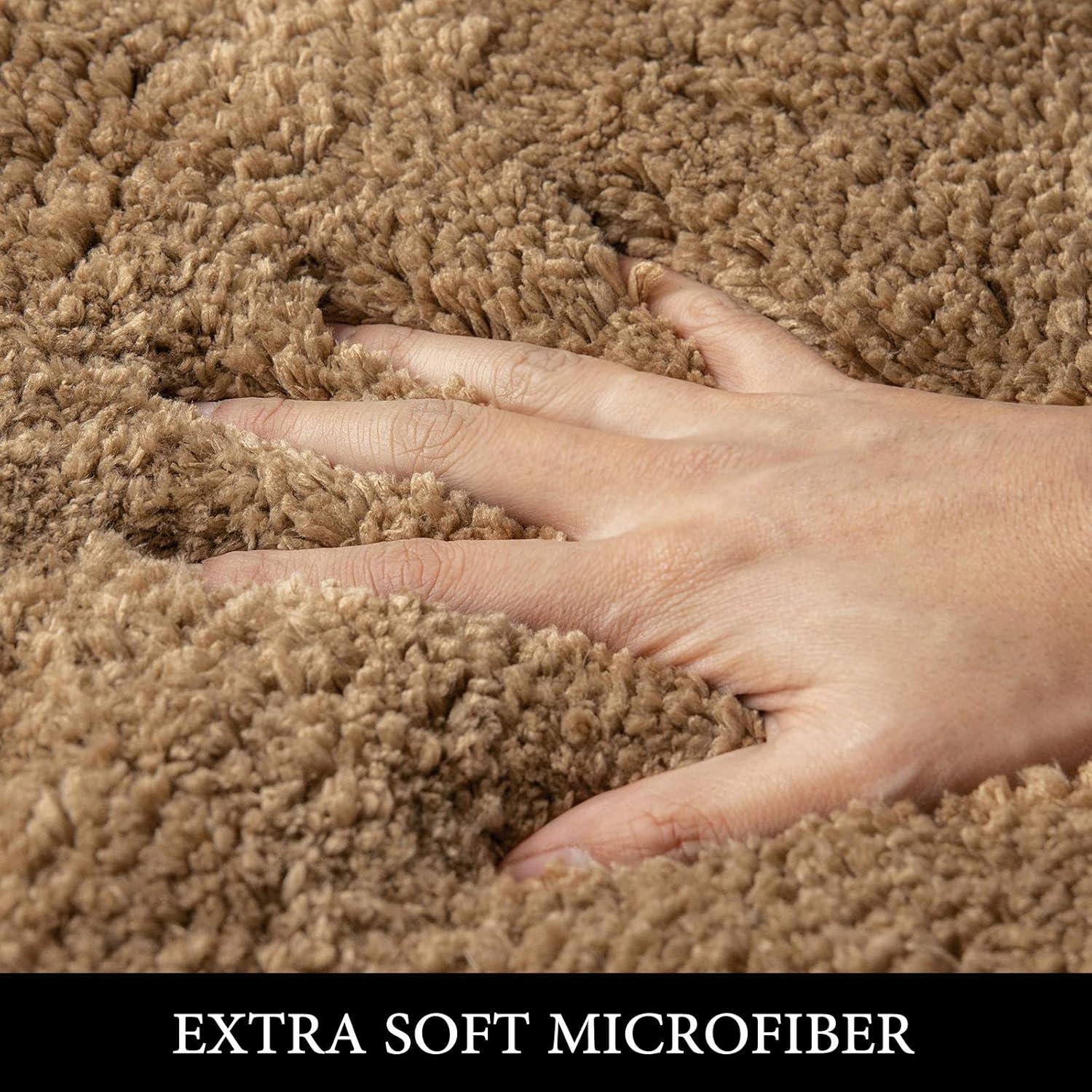 imageMIULEE Pink Bathroom Rugs Sets 2 Piece Including U Shaped Toilet Rug Soft Absorbent Bath Mats with Non Slip Rubber Backside for Bathroom Floor Tub Machine Washable Blush U 20x2420x30Light Brown