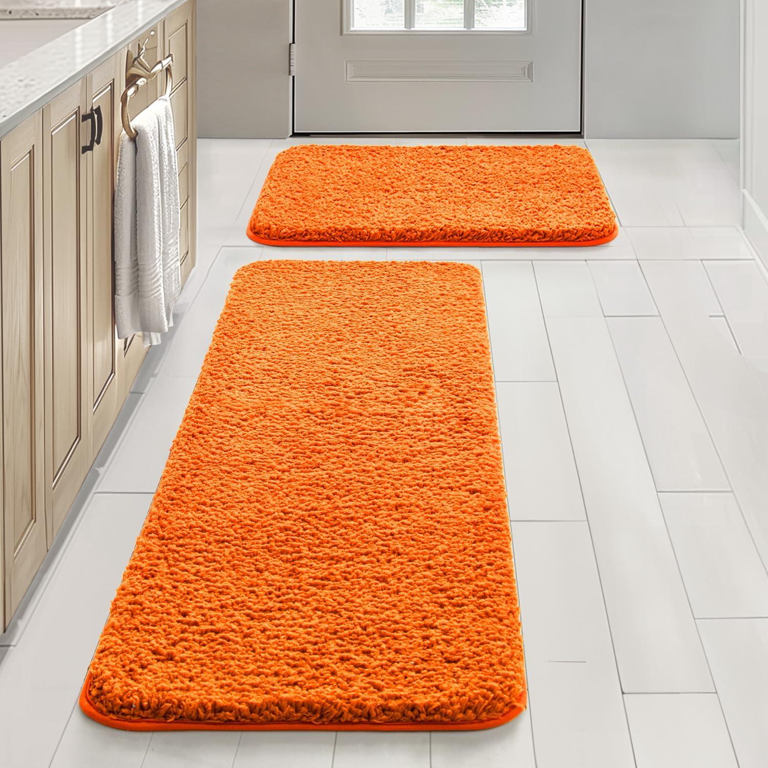 imageMIULEE Pink Bathroom Rugs Sets 2 Piece Including U Shaped Toilet Rug Soft Absorbent Bath Mats with Non Slip Rubber Backside for Bathroom Floor Tub Machine Washable Blush U 20x2420x30Orange