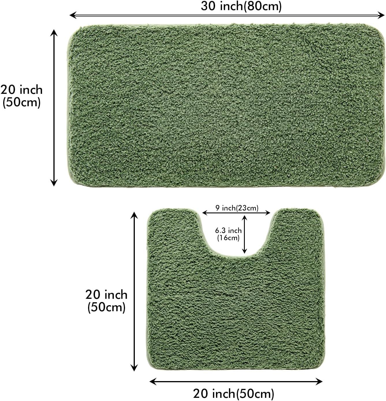 imageMIULEE Pink Bathroom Rugs Sets 2 Piece Including U Shaped Toilet Rug Soft Absorbent Bath Mats with Non Slip Rubber Backside for Bathroom Floor Tub Machine Washable Blush U 20x2420x30Moss Green