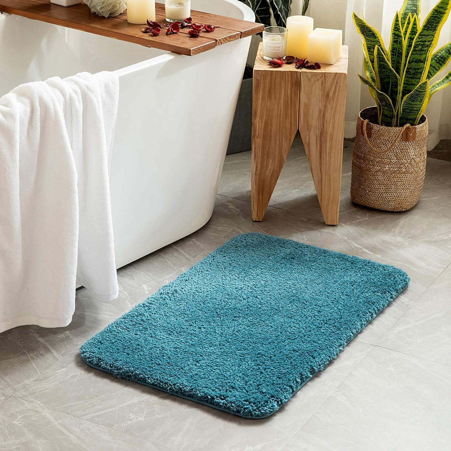 imageMIULEE Pink Bathroom Rugs Sets 2 Piece Including U Shaped Toilet Rug Soft Absorbent Bath Mats with Non Slip Rubber Backside for Bathroom Floor Tub Machine Washable Blush U 20x2420x30Teal