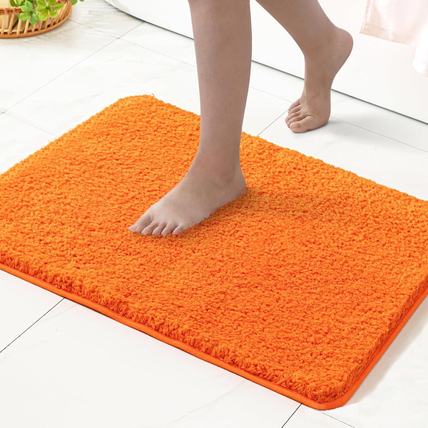 imageMIULEE Pink Bathroom Rugs Sets 2 Piece Including U Shaped Toilet Rug Soft Absorbent Bath Mats with Non Slip Rubber Backside for Bathroom Floor Tub Machine Washable Blush U 20x2420x30Orange