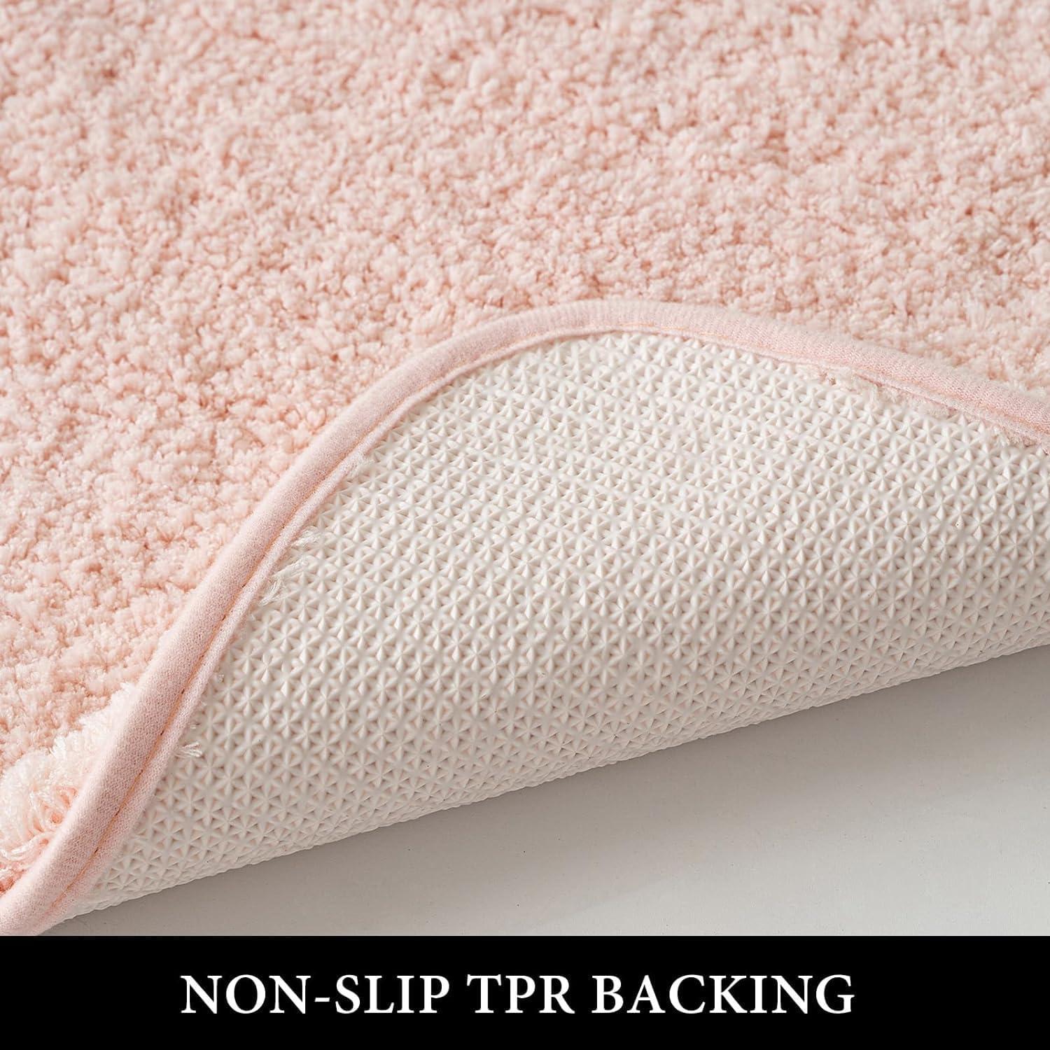 imageMIULEE Pink Bathroom Rugs Sets 2 Piece Including U Shaped Toilet Rug Soft Absorbent Bath Mats with Non Slip Rubber Backside for Bathroom Floor Tub Machine Washable Blush U 20x2420x30Blush