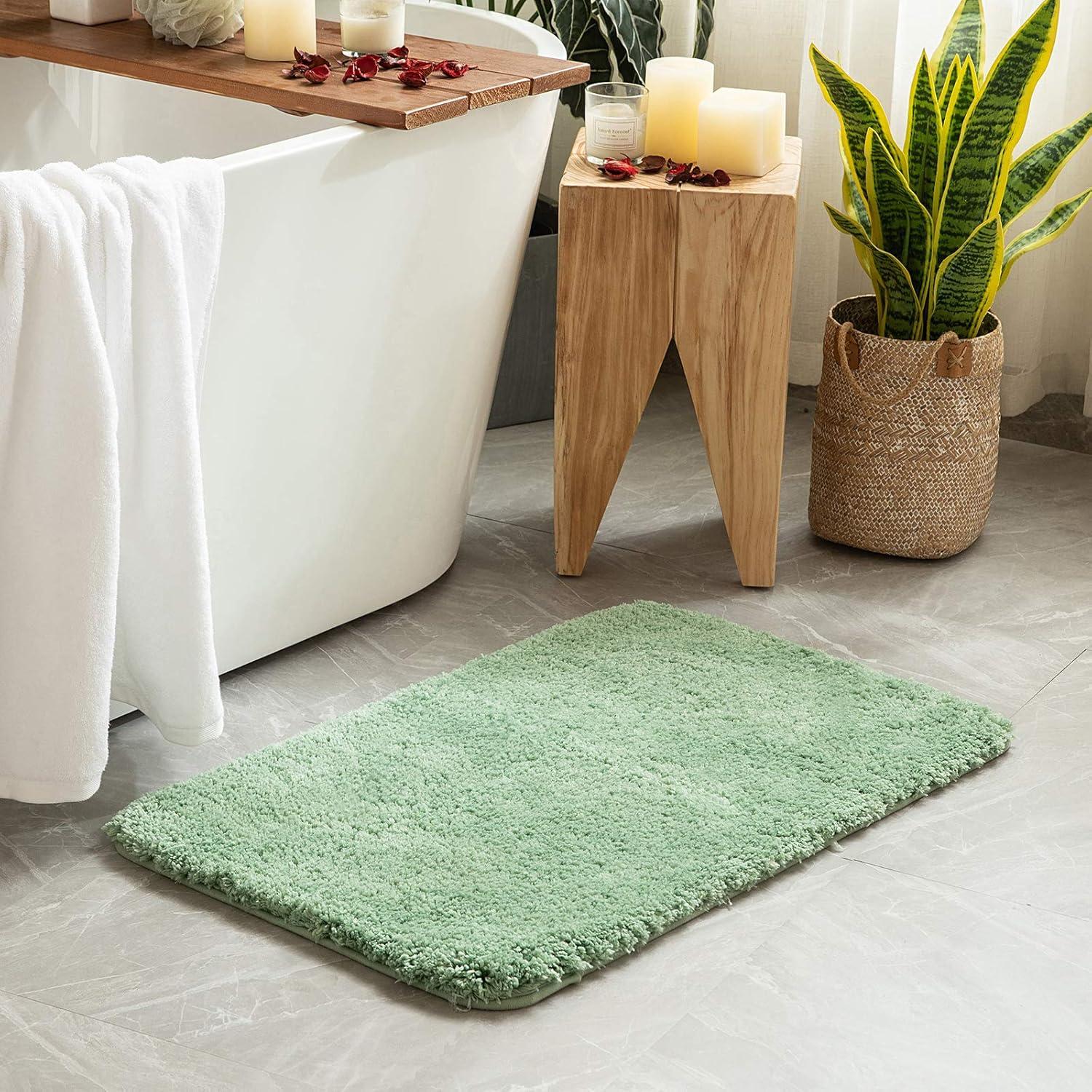 imageMIULEE Pink Bathroom Rugs Sets 2 Piece Including U Shaped Toilet Rug Soft Absorbent Bath Mats with Non Slip Rubber Backside for Bathroom Floor Tub Machine Washable Blush U 20x2420x30Sage Green
