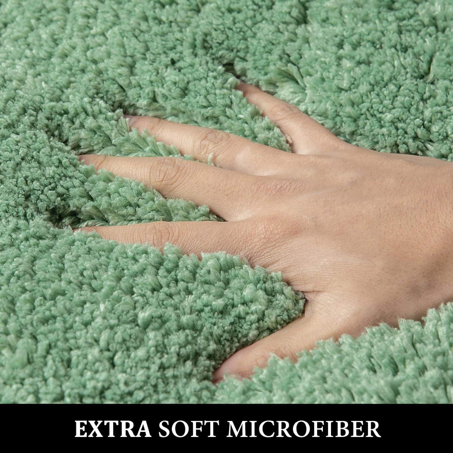 imageMIULEE Pink Bathroom Rugs Sets 2 Piece Including U Shaped Toilet Rug Soft Absorbent Bath Mats with Non Slip Rubber Backside for Bathroom Floor Tub Machine Washable Blush U 20x2420x30Sage Green