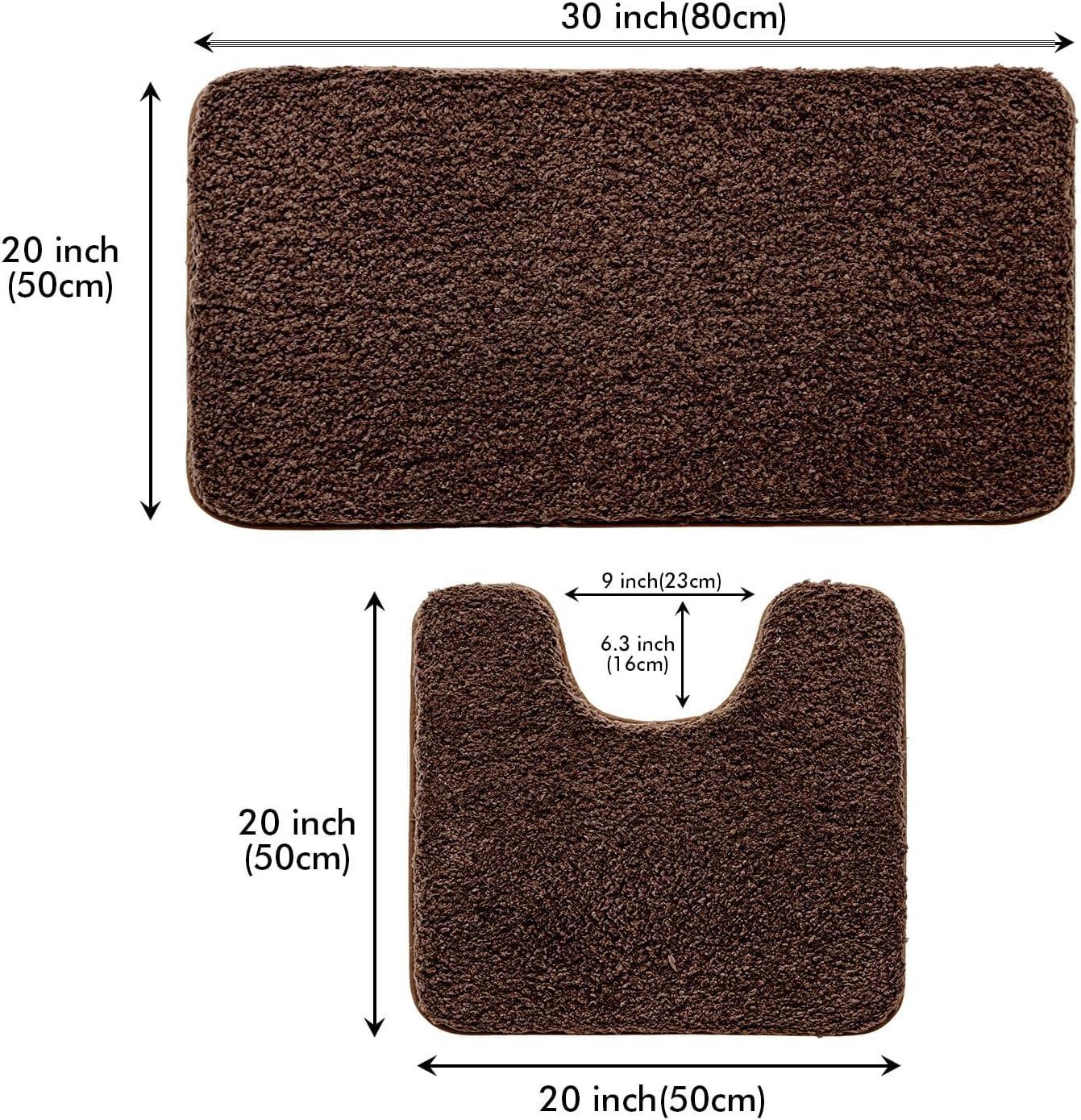 imageMIULEE Pink Bathroom Rugs Sets 2 Piece Including U Shaped Toilet Rug Soft Absorbent Bath Mats with Non Slip Rubber Backside for Bathroom Floor Tub Machine Washable Blush U 20x2420x30Brown