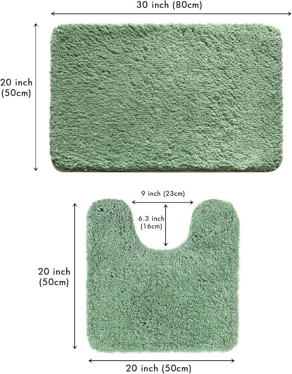 imageMIULEE Pink Bathroom Rugs Sets 2 Piece Including U Shaped Toilet Rug Soft Absorbent Bath Mats with Non Slip Rubber Backside for Bathroom Floor Tub Machine Washable Blush U 20x2420x30Sage Green