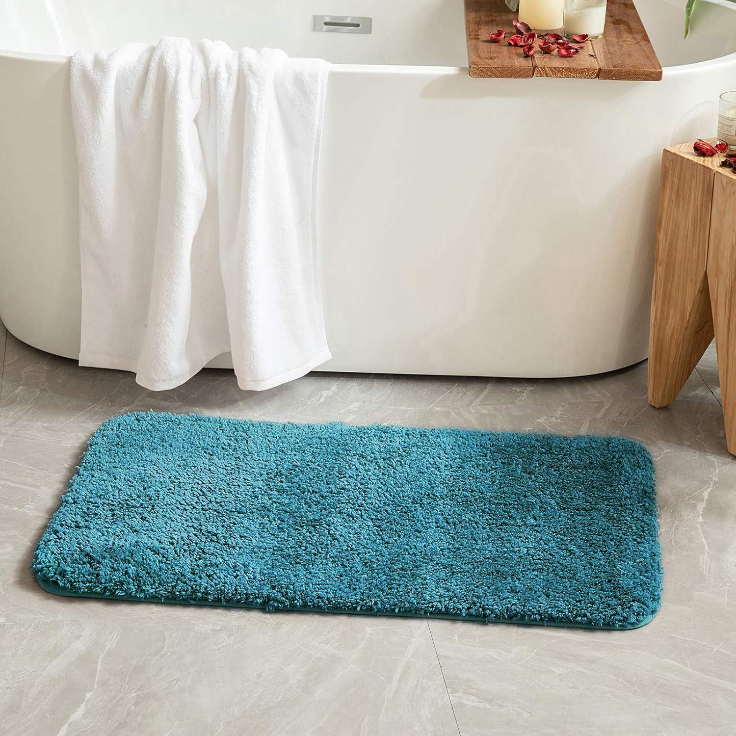 imageMIULEE Pink Bathroom Rugs Sets 2 Piece Including U Shaped Toilet Rug Soft Absorbent Bath Mats with Non Slip Rubber Backside for Bathroom Floor Tub Machine Washable Blush U 20x2420x30Teal