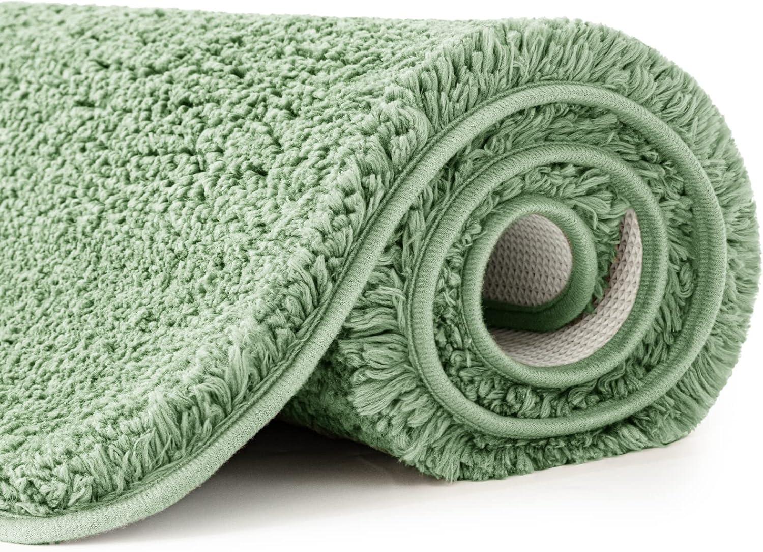 imageMIULEE Pink Bathroom Rugs Sets 2 Piece Including U Shaped Toilet Rug Soft Absorbent Bath Mats with Non Slip Rubber Backside for Bathroom Floor Tub Machine Washable Blush U 20x2420x30Sage Green