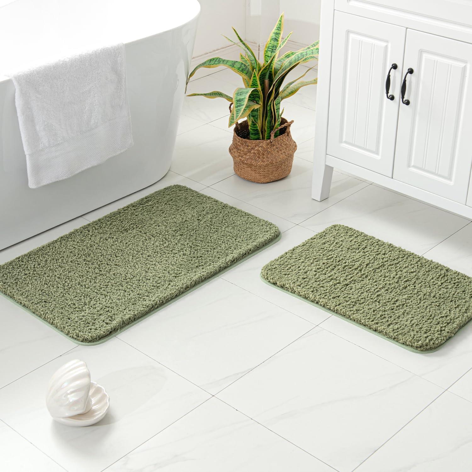 imageMIULEE Pink Bathroom Rugs Sets 2 Piece Including U Shaped Toilet Rug Soft Absorbent Bath Mats with Non Slip Rubber Backside for Bathroom Floor Tub Machine Washable Blush U 20x2420x30Sage