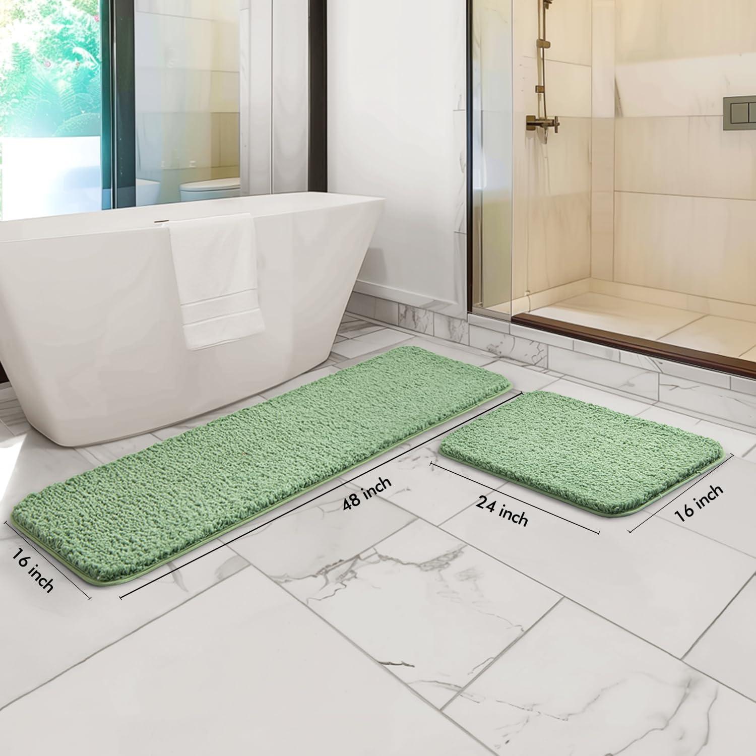 imageMIULEE Pink Bathroom Rugs Sets 2 Piece Including U Shaped Toilet Rug Soft Absorbent Bath Mats with Non Slip Rubber Backside for Bathroom Floor Tub Machine Washable Blush U 20x2420x30Sage Green