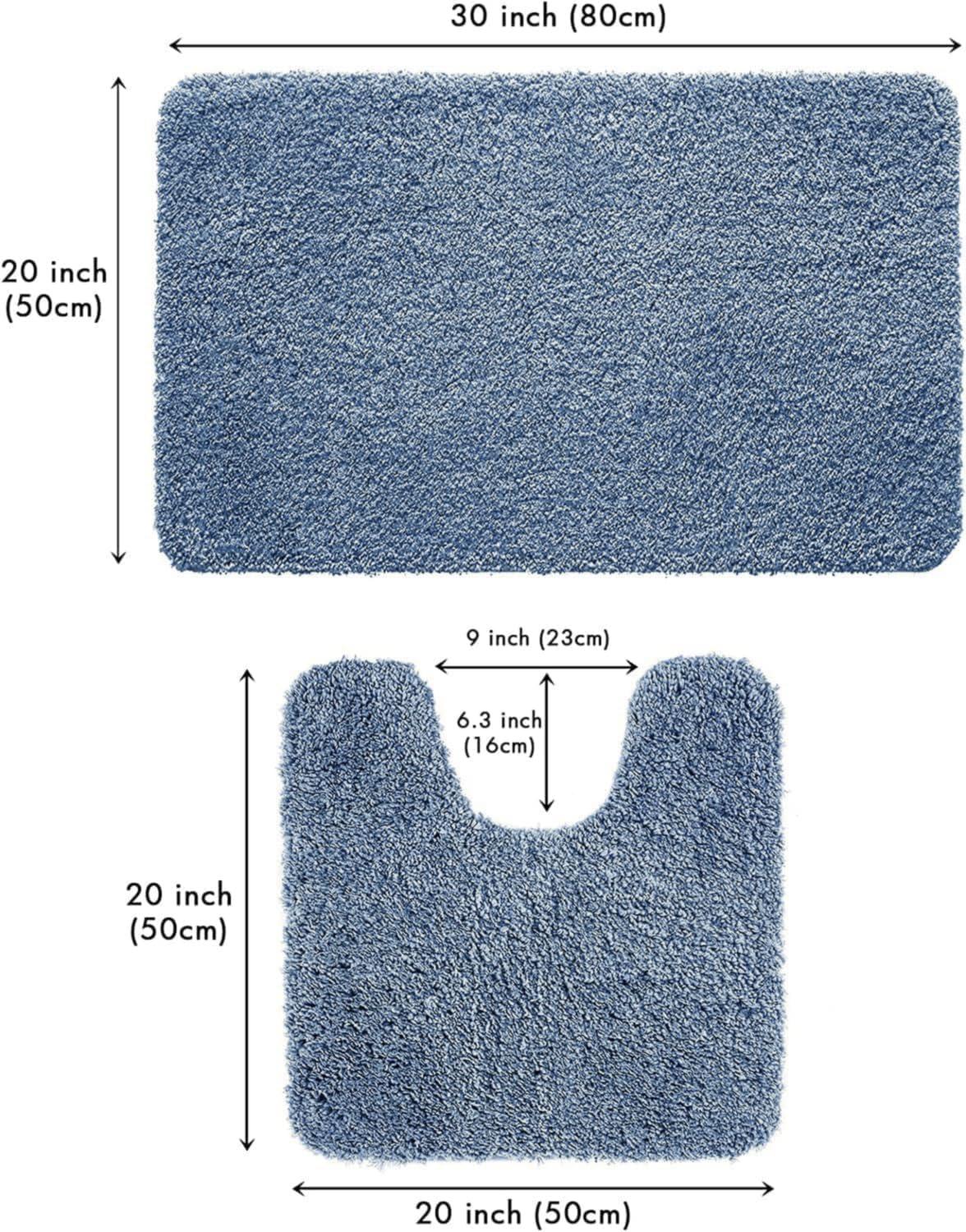 imageMIULEE Pink Bathroom Rugs Sets 2 Piece Including U Shaped Toilet Rug Soft Absorbent Bath Mats with Non Slip Rubber Backside for Bathroom Floor Tub Machine Washable Blush U 20x2420x30Dusty Blue