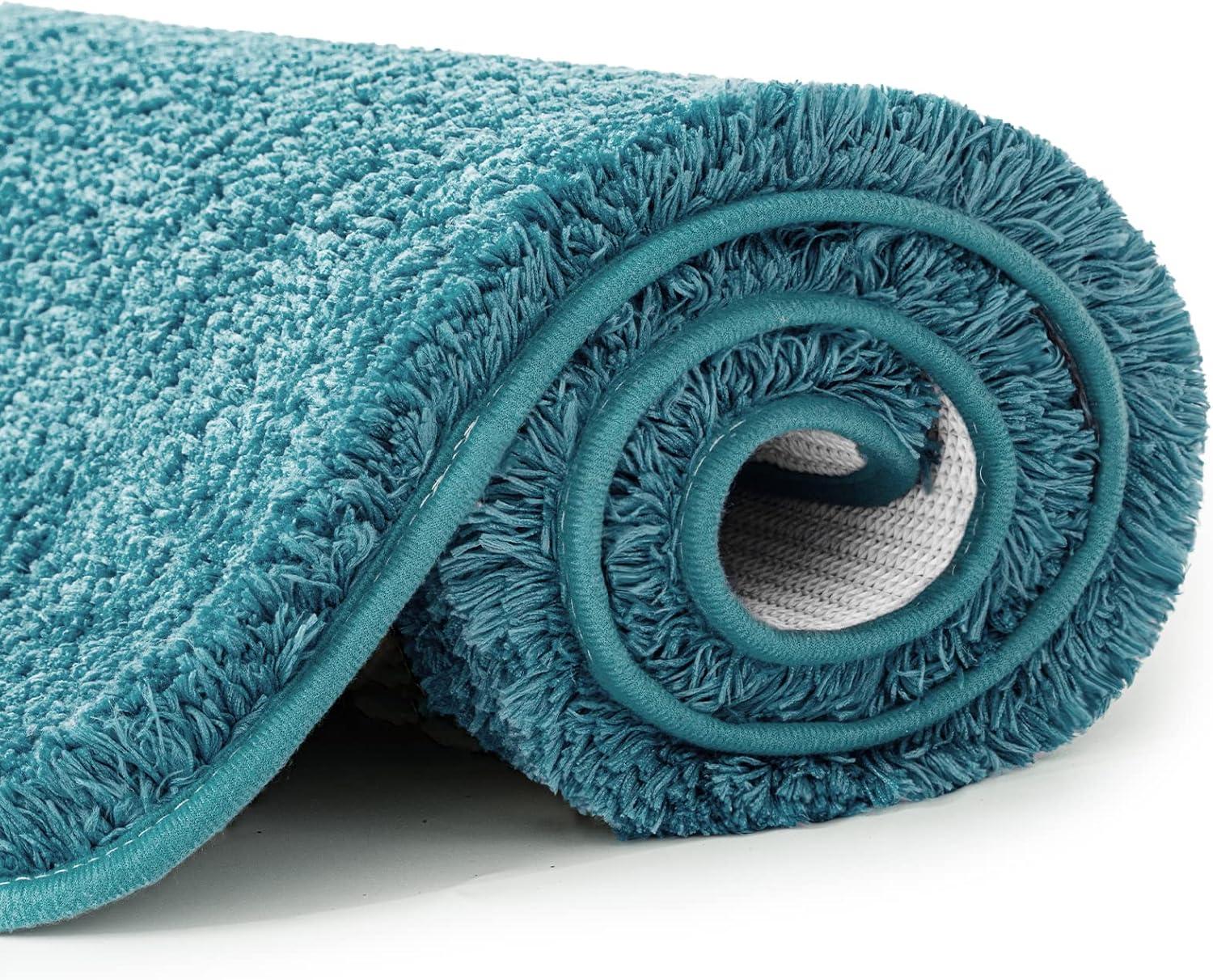 imageMIULEE Pink Bathroom Rugs Sets 2 Piece Including U Shaped Toilet Rug Soft Absorbent Bath Mats with Non Slip Rubber Backside for Bathroom Floor Tub Machine Washable Blush U 20x2420x30Teal