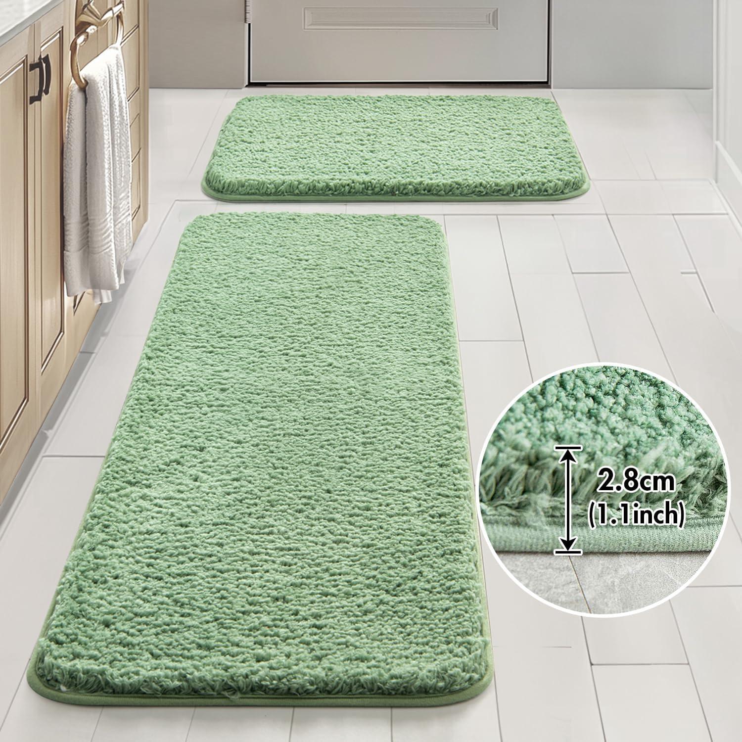 imageMIULEE Pink Bathroom Rugs Sets 2 Piece Including U Shaped Toilet Rug Soft Absorbent Bath Mats with Non Slip Rubber Backside for Bathroom Floor Tub Machine Washable Blush U 20x2420x30Sage Green