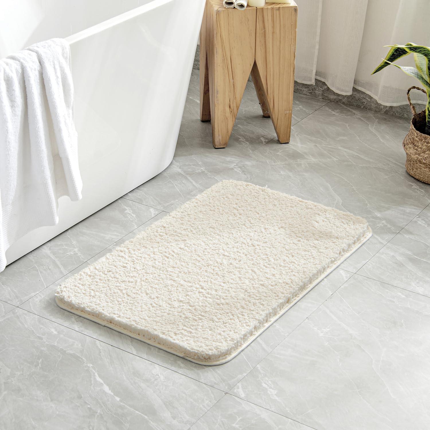 imageMIULEE Pink Bathroom Rugs Sets 2 Piece Including U Shaped Toilet Rug Soft Absorbent Bath Mats with Non Slip Rubber Backside for Bathroom Floor Tub Machine Washable Blush U 20x2420x30Ivory
