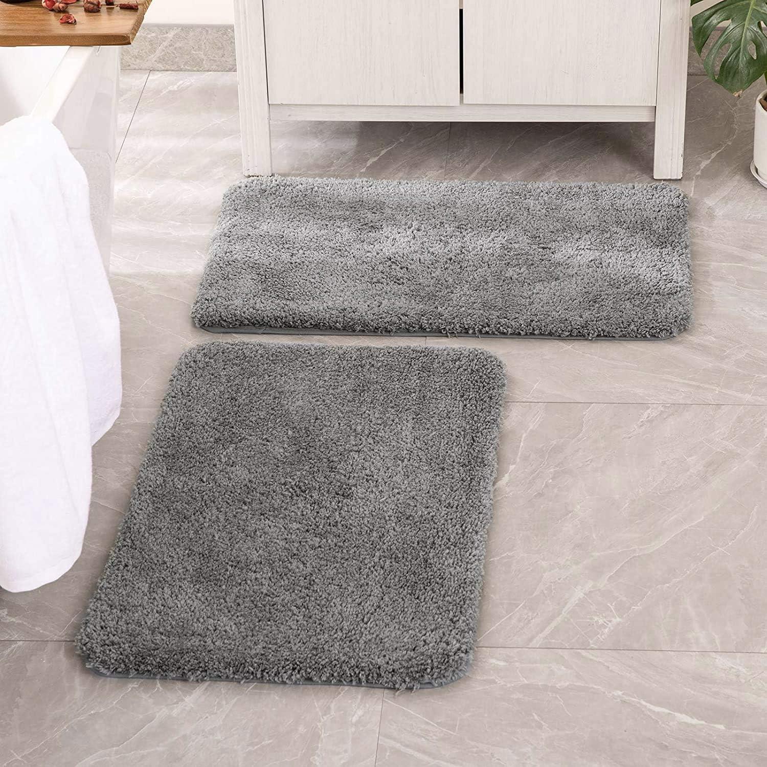 imageMIULEE Pink Bathroom Rugs Sets 2 Piece Including U Shaped Toilet Rug Soft Absorbent Bath Mats with Non Slip Rubber Backside for Bathroom Floor Tub Machine Washable Blush U 20x2420x30Grey