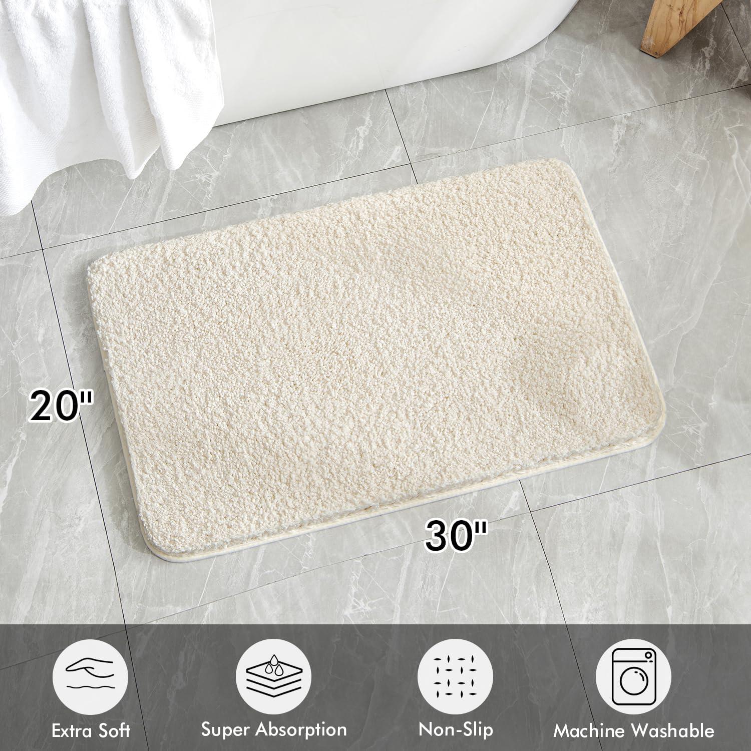 imageMIULEE Pink Bathroom Rugs Sets 2 Piece Including U Shaped Toilet Rug Soft Absorbent Bath Mats with Non Slip Rubber Backside for Bathroom Floor Tub Machine Washable Blush U 20x2420x30Ivory