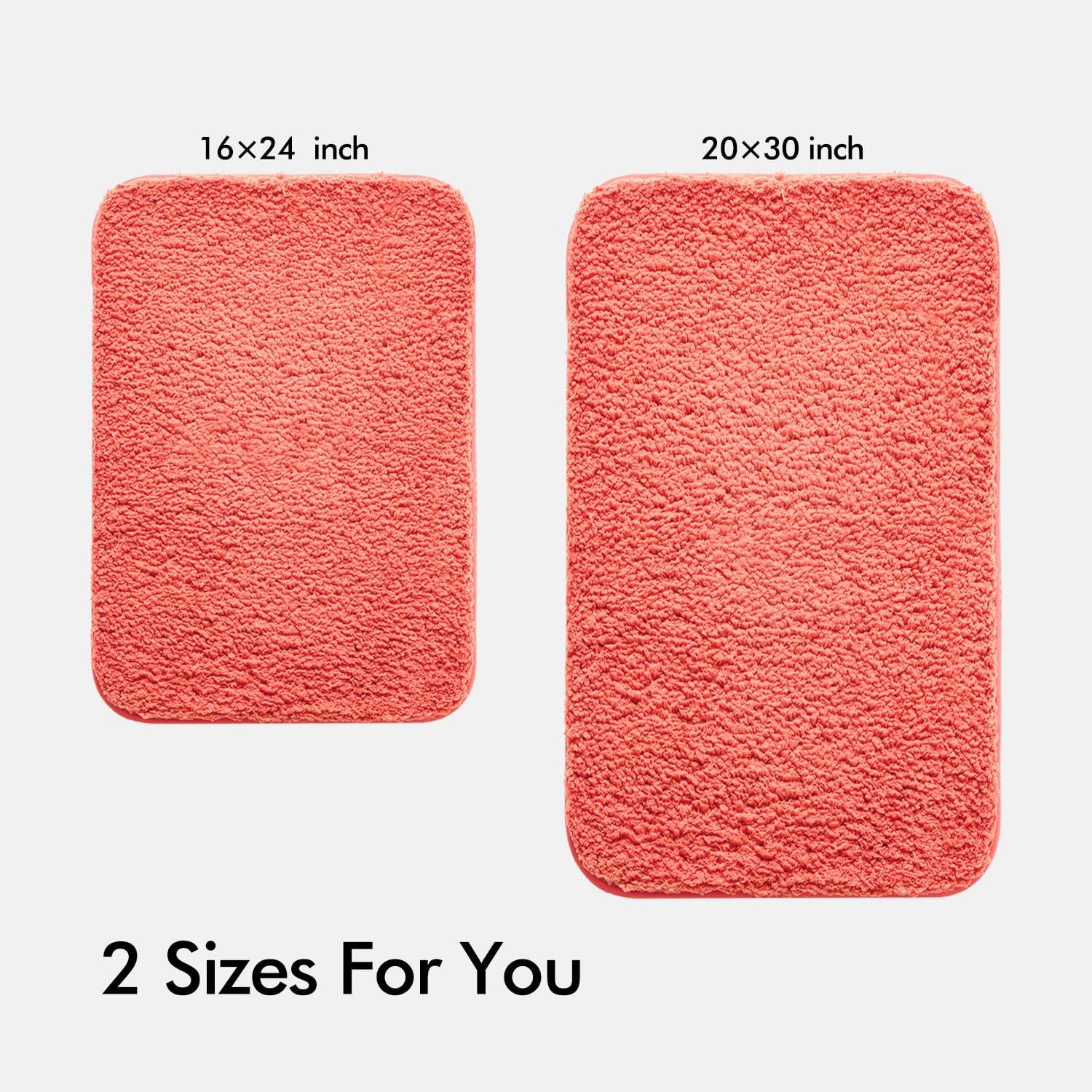 imageMIULEE Pink Bathroom Rugs Sets 2 Piece Including U Shaped Toilet Rug Soft Absorbent Bath Mats with Non Slip Rubber Backside for Bathroom Floor Tub Machine Washable Blush U 20x2420x30Living Coral