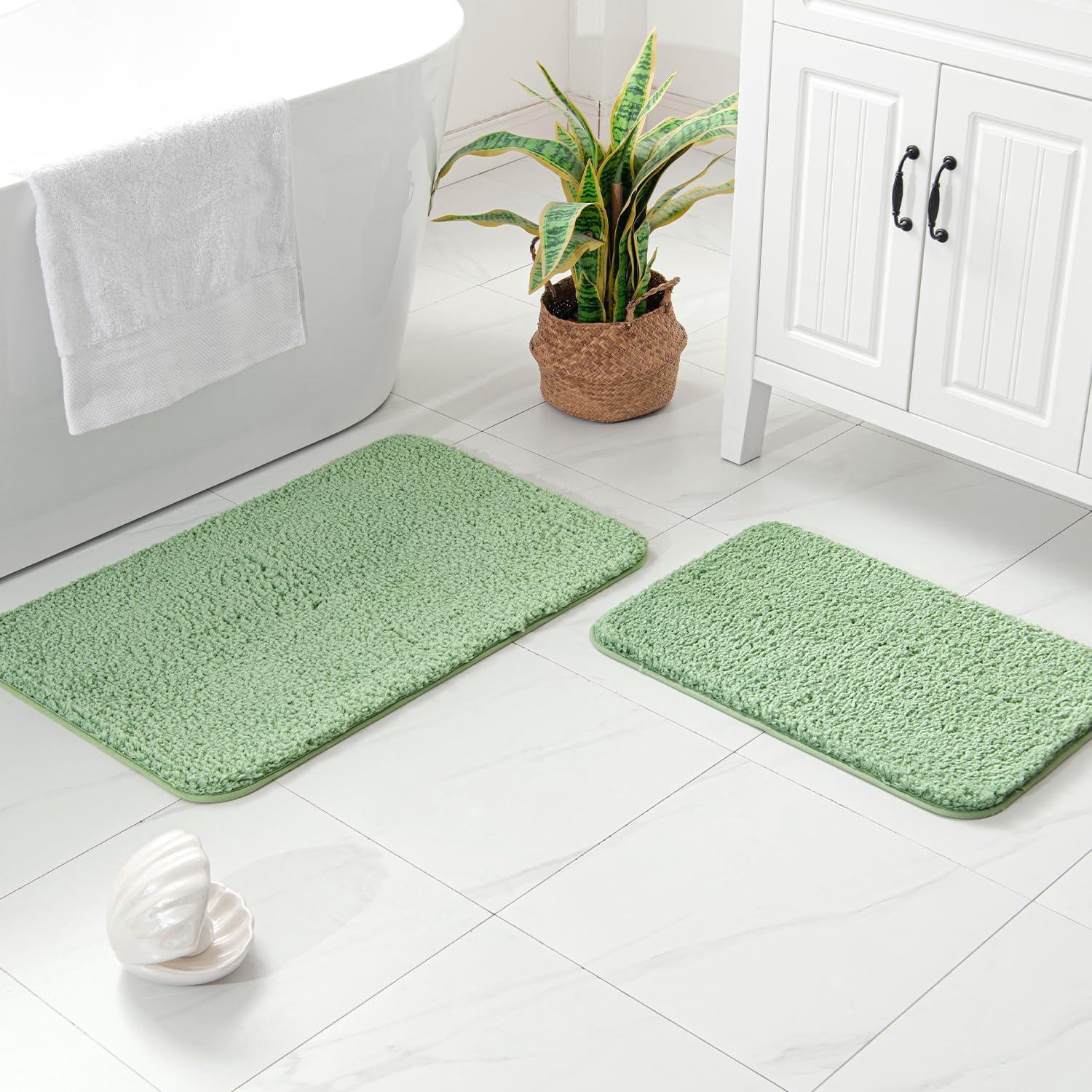 imageMIULEE Pink Bathroom Rugs Sets 2 Piece Including U Shaped Toilet Rug Soft Absorbent Bath Mats with Non Slip Rubber Backside for Bathroom Floor Tub Machine Washable Blush U 20x2420x30Sage Green