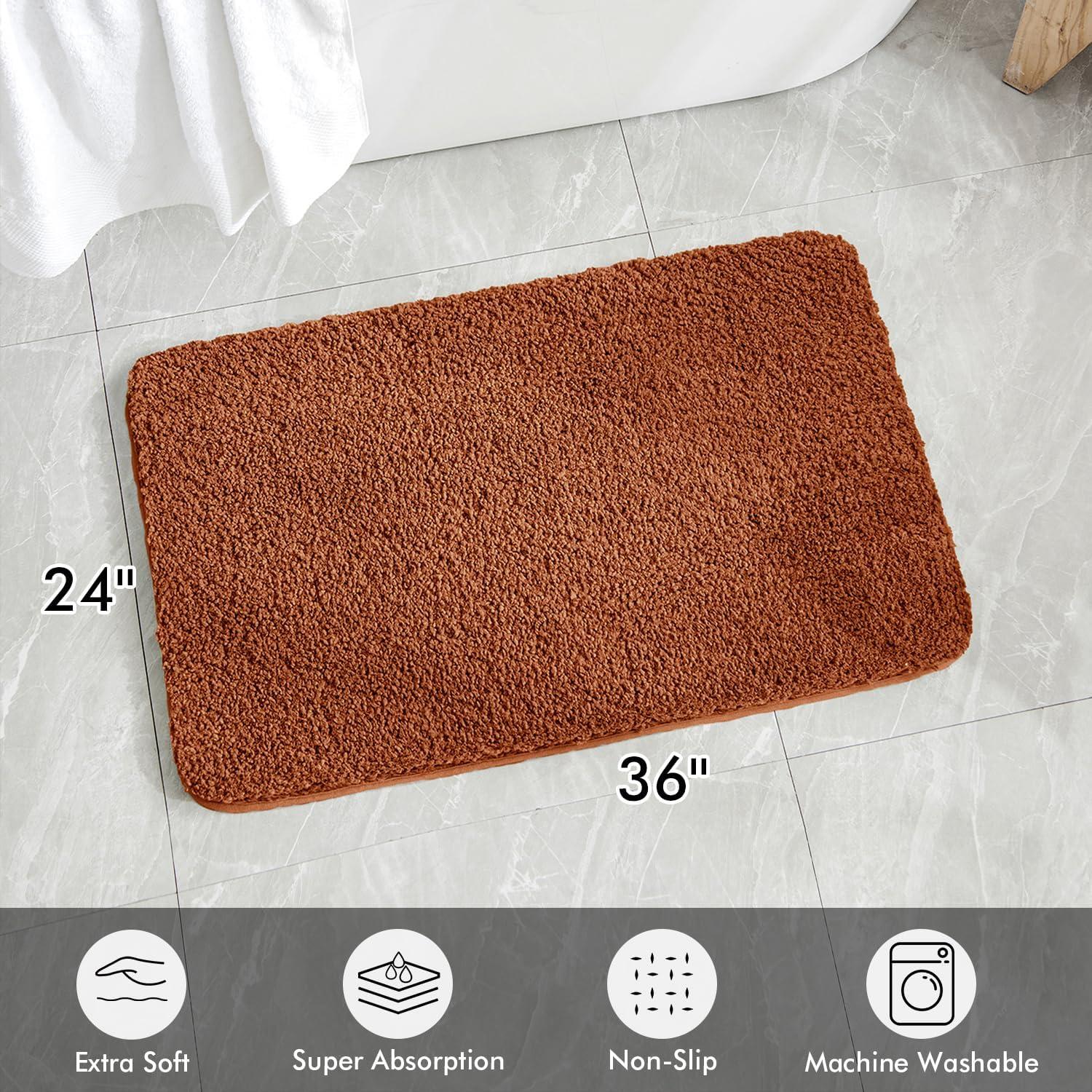 imageMIULEE Pink Bathroom Rugs Sets 2 Piece Including U Shaped Toilet Rug Soft Absorbent Bath Mats with Non Slip Rubber Backside for Bathroom Floor Tub Machine Washable Blush U 20x2420x30Burnt Orange