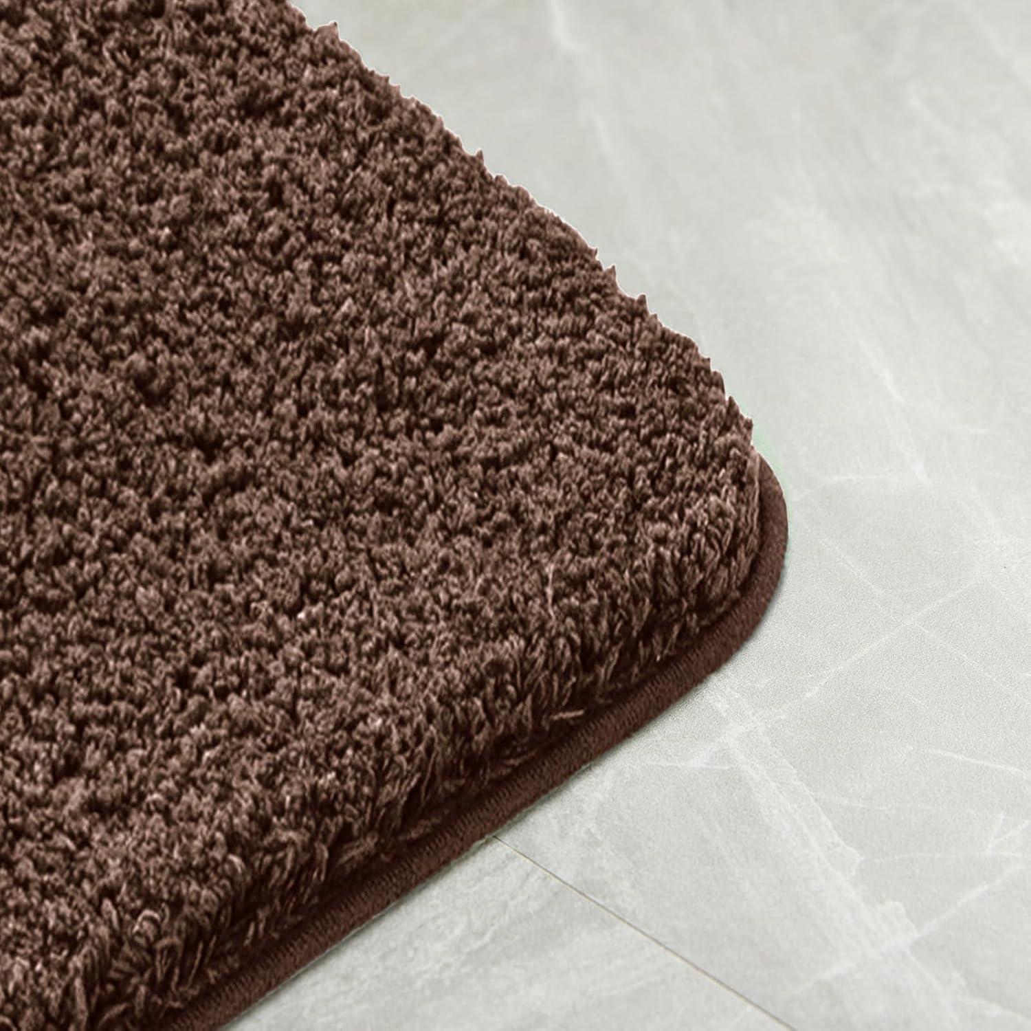 imageMIULEE Pink Bathroom Rugs Sets 2 Piece Including U Shaped Toilet Rug Soft Absorbent Bath Mats with Non Slip Rubber Backside for Bathroom Floor Tub Machine Washable Blush U 20x2420x30Brown