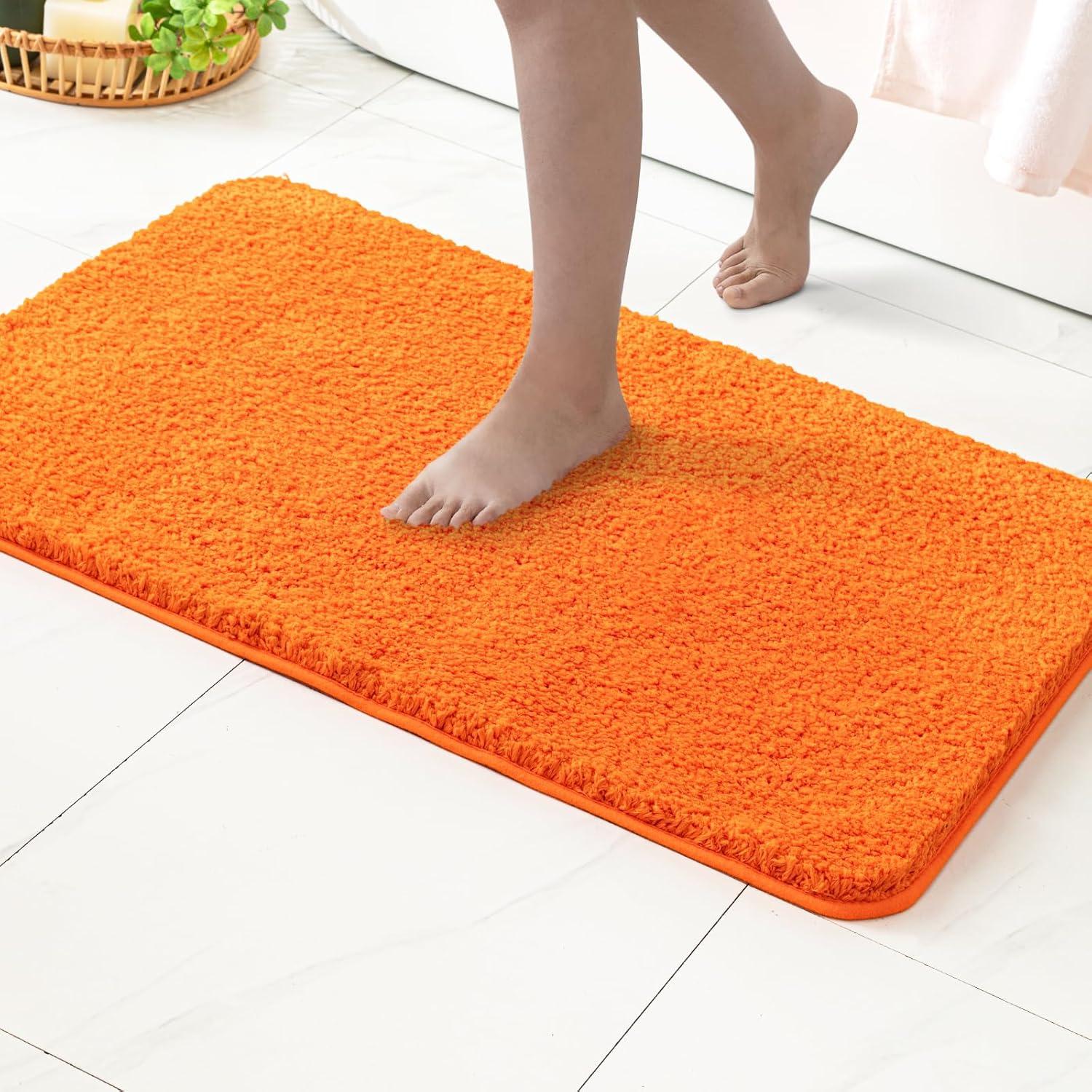 imageMIULEE Pink Bathroom Rugs Sets 2 Piece Including U Shaped Toilet Rug Soft Absorbent Bath Mats with Non Slip Rubber Backside for Bathroom Floor Tub Machine Washable Blush U 20x2420x30Orange