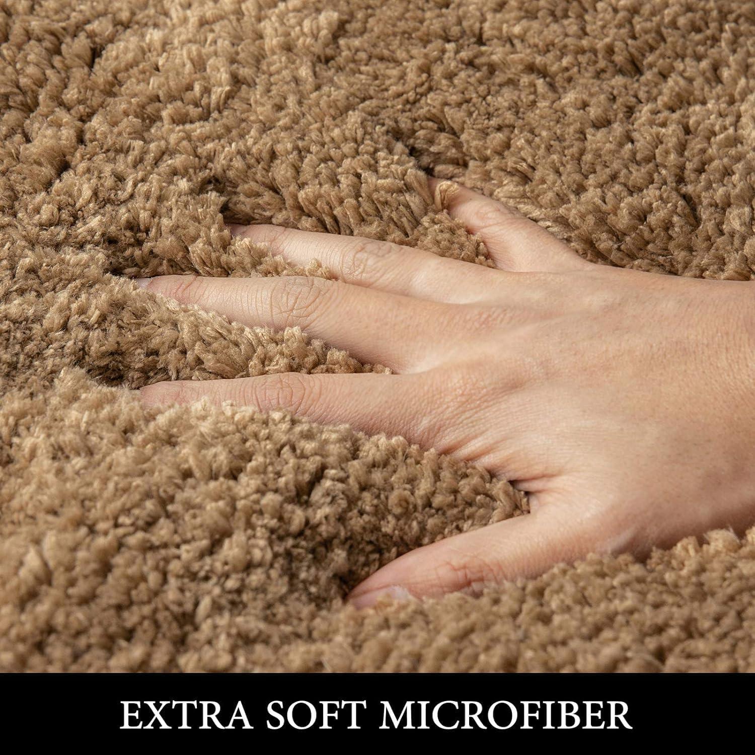 imageMIULEE Pink Bathroom Rugs Sets 2 Piece Including U Shaped Toilet Rug Soft Absorbent Bath Mats with Non Slip Rubber Backside for Bathroom Floor Tub Machine Washable Blush U 20x2420x30Light Brown