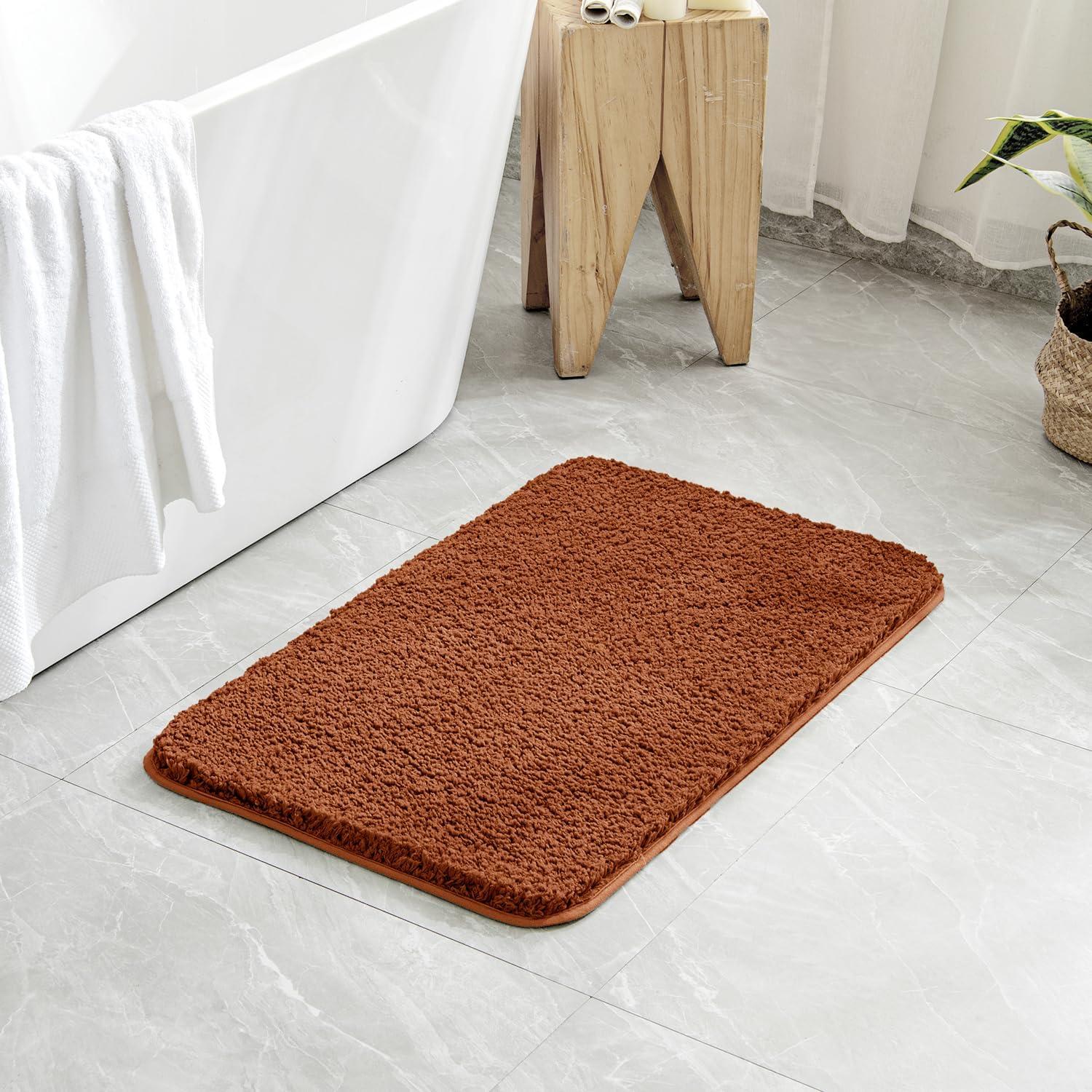 imageMIULEE Pink Bathroom Rugs Sets 2 Piece Including U Shaped Toilet Rug Soft Absorbent Bath Mats with Non Slip Rubber Backside for Bathroom Floor Tub Machine Washable Blush U 20x2420x30Burnt Orange