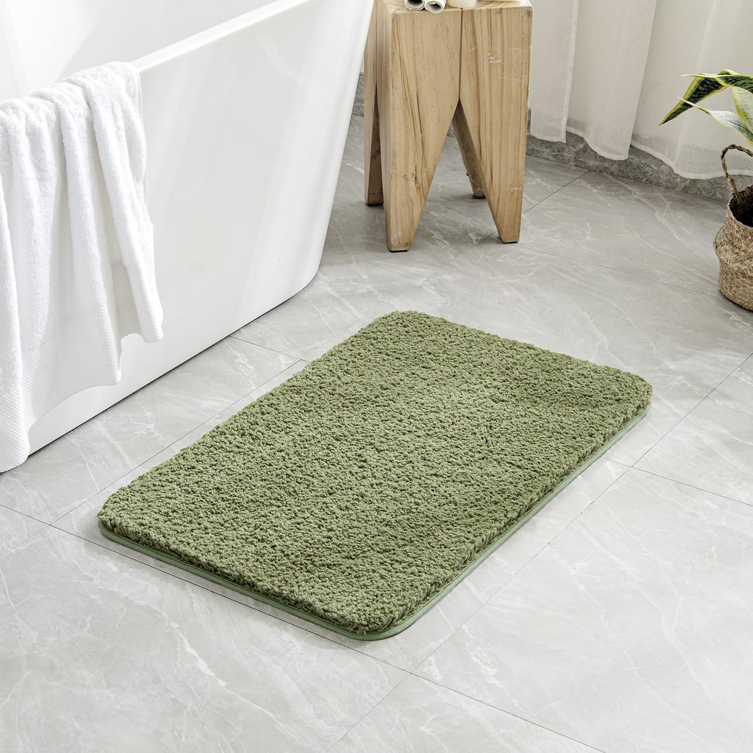 imageMIULEE Pink Bathroom Rugs Sets 2 Piece Including U Shaped Toilet Rug Soft Absorbent Bath Mats with Non Slip Rubber Backside for Bathroom Floor Tub Machine Washable Blush U 20x2420x30Sage