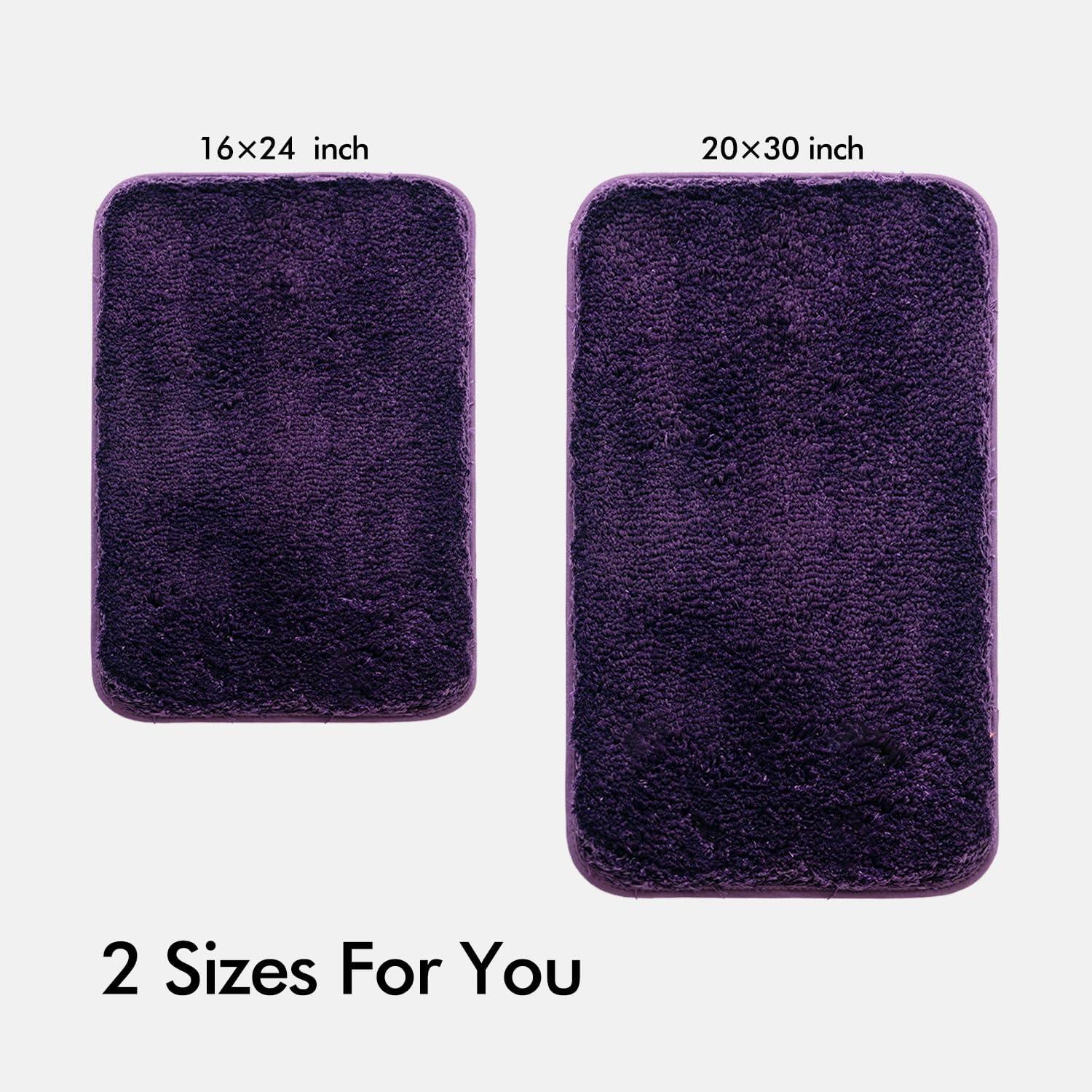 imageMIULEE Pink Bathroom Rugs Sets 2 Piece Including U Shaped Toilet Rug Soft Absorbent Bath Mats with Non Slip Rubber Backside for Bathroom Floor Tub Machine Washable Blush U 20x2420x30Dark Purple