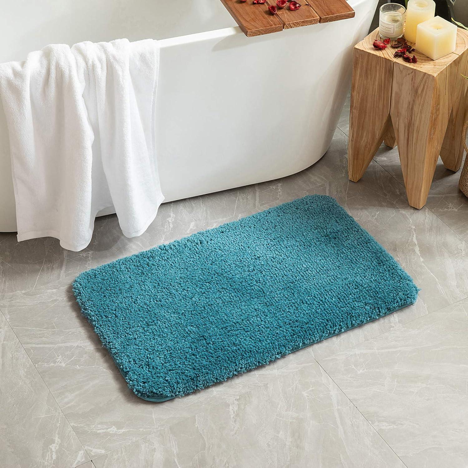 imageMIULEE Pink Bathroom Rugs Sets 2 Piece Including U Shaped Toilet Rug Soft Absorbent Bath Mats with Non Slip Rubber Backside for Bathroom Floor Tub Machine Washable Blush U 20x2420x30Teal