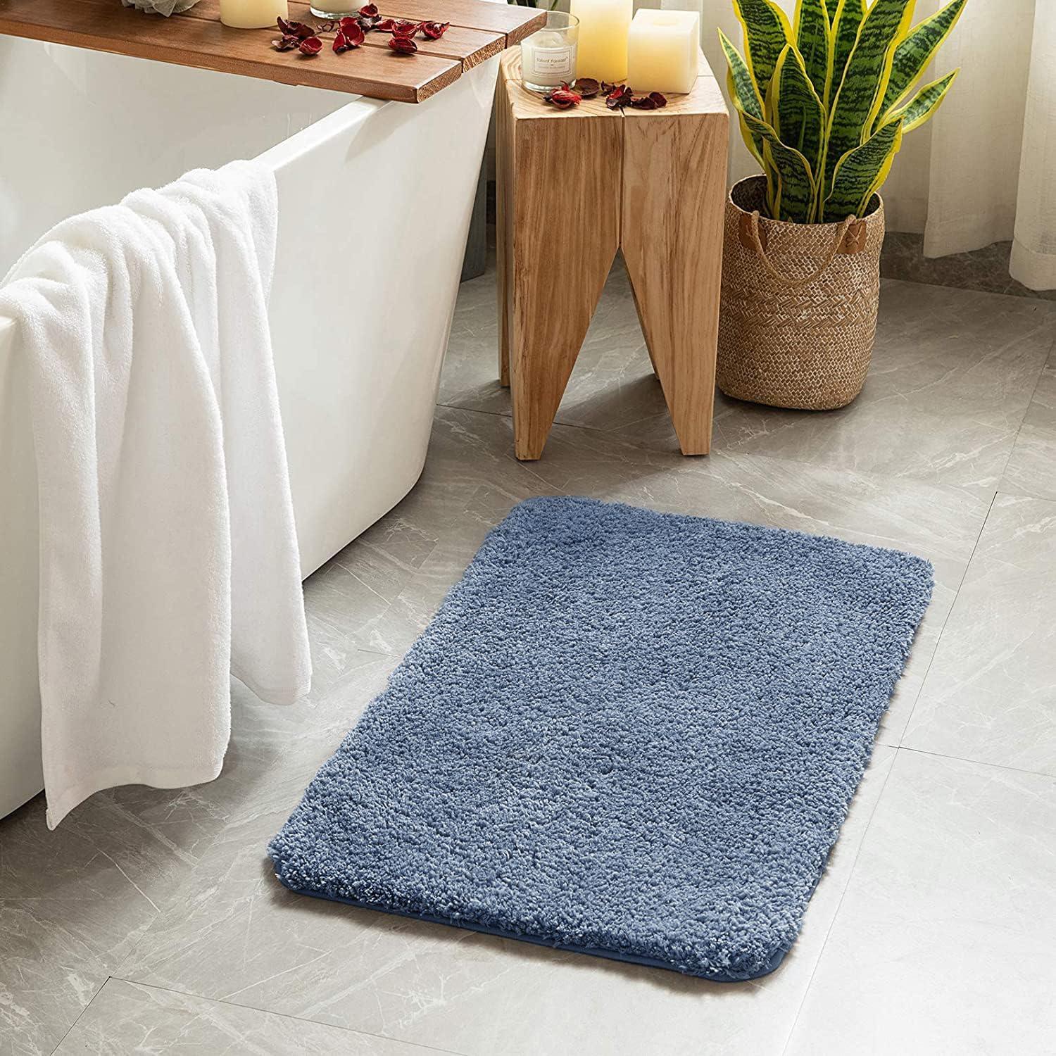 imageMIULEE Pink Bathroom Rugs Sets 2 Piece Including U Shaped Toilet Rug Soft Absorbent Bath Mats with Non Slip Rubber Backside for Bathroom Floor Tub Machine Washable Blush U 20x2420x30Dusty Blue