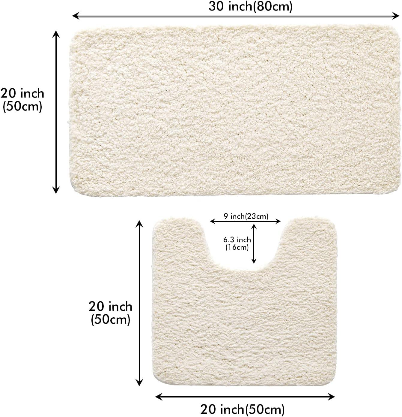 imageMIULEE Pink Bathroom Rugs Sets 2 Piece Including U Shaped Toilet Rug Soft Absorbent Bath Mats with Non Slip Rubber Backside for Bathroom Floor Tub Machine Washable Blush U 20x2420x30Ivory