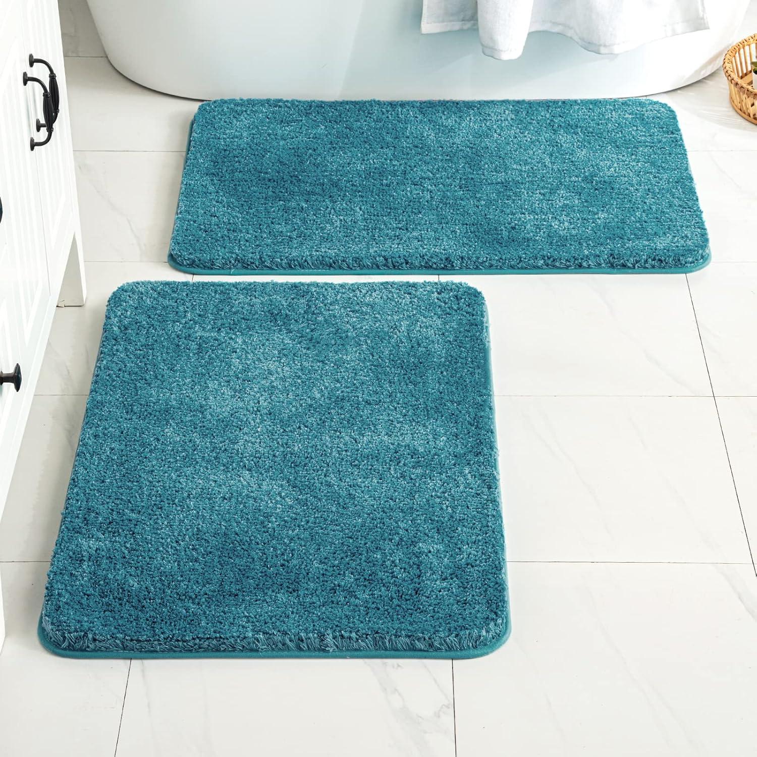 imageMIULEE Pink Bathroom Rugs Sets 2 Piece Including U Shaped Toilet Rug Soft Absorbent Bath Mats with Non Slip Rubber Backside for Bathroom Floor Tub Machine Washable Blush U 20x2420x30Teal