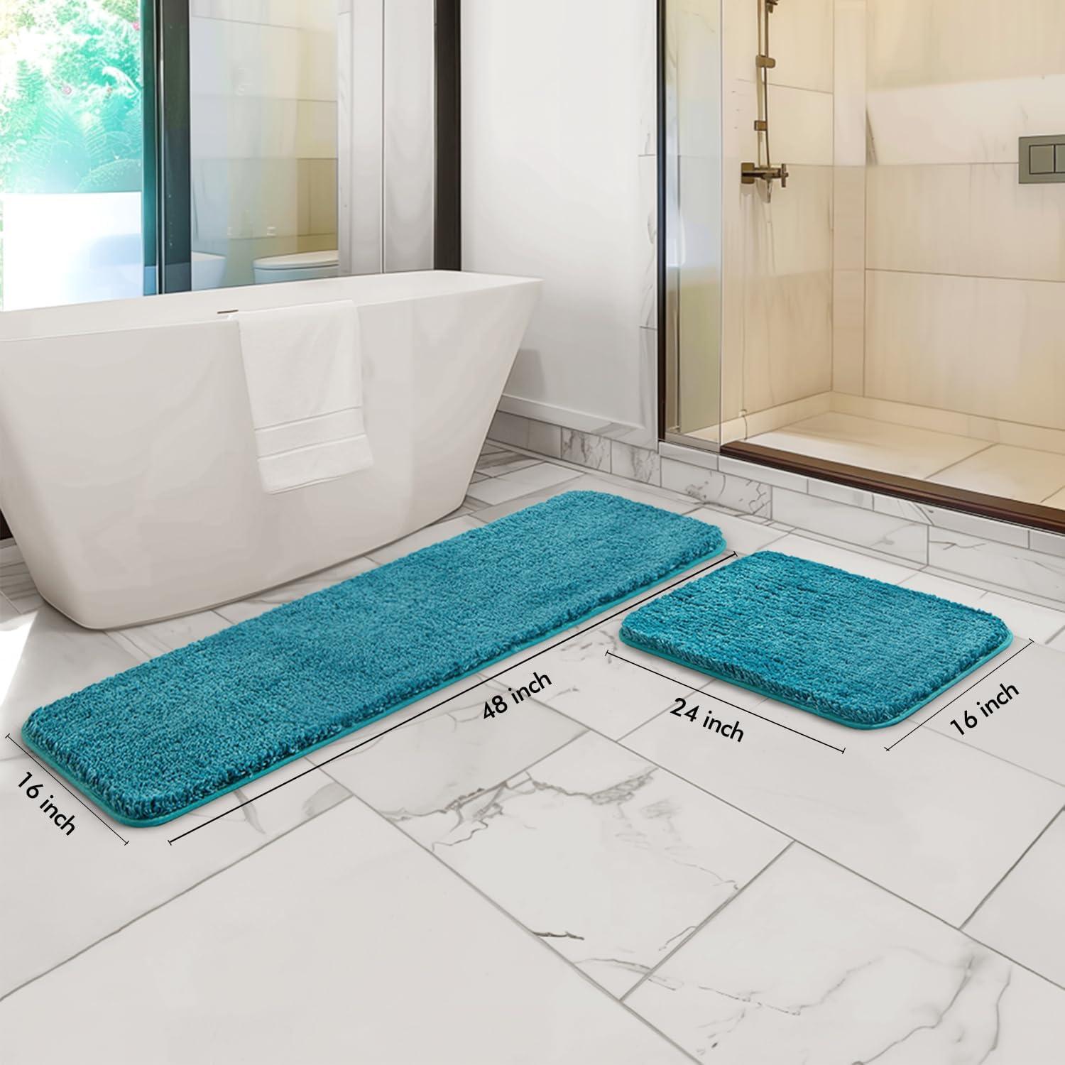 imageMIULEE Pink Bathroom Rugs Sets 2 Piece Including U Shaped Toilet Rug Soft Absorbent Bath Mats with Non Slip Rubber Backside for Bathroom Floor Tub Machine Washable Blush U 20x2420x30Teal