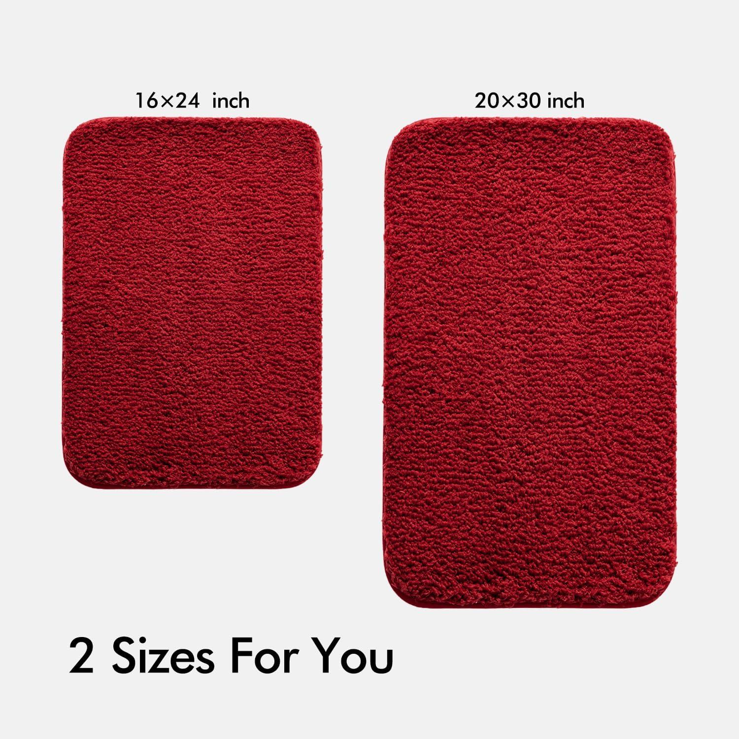 imageMIULEE Pink Bathroom Rugs Sets 2 Piece Including U Shaped Toilet Rug Soft Absorbent Bath Mats with Non Slip Rubber Backside for Bathroom Floor Tub Machine Washable Blush U 20x2420x30Red