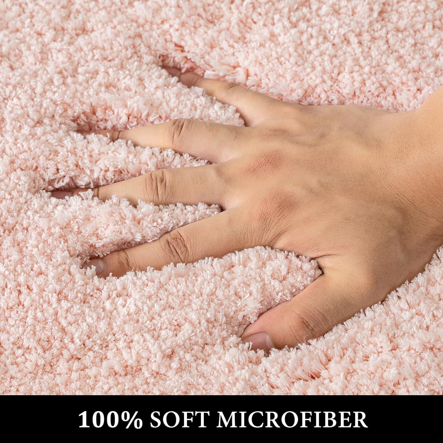 imageMIULEE Pink Bathroom Rugs Sets 2 Piece Including U Shaped Toilet Rug Soft Absorbent Bath Mats with Non Slip Rubber Backside for Bathroom Floor Tub Machine Washable Blush U 20x2420x30Blush