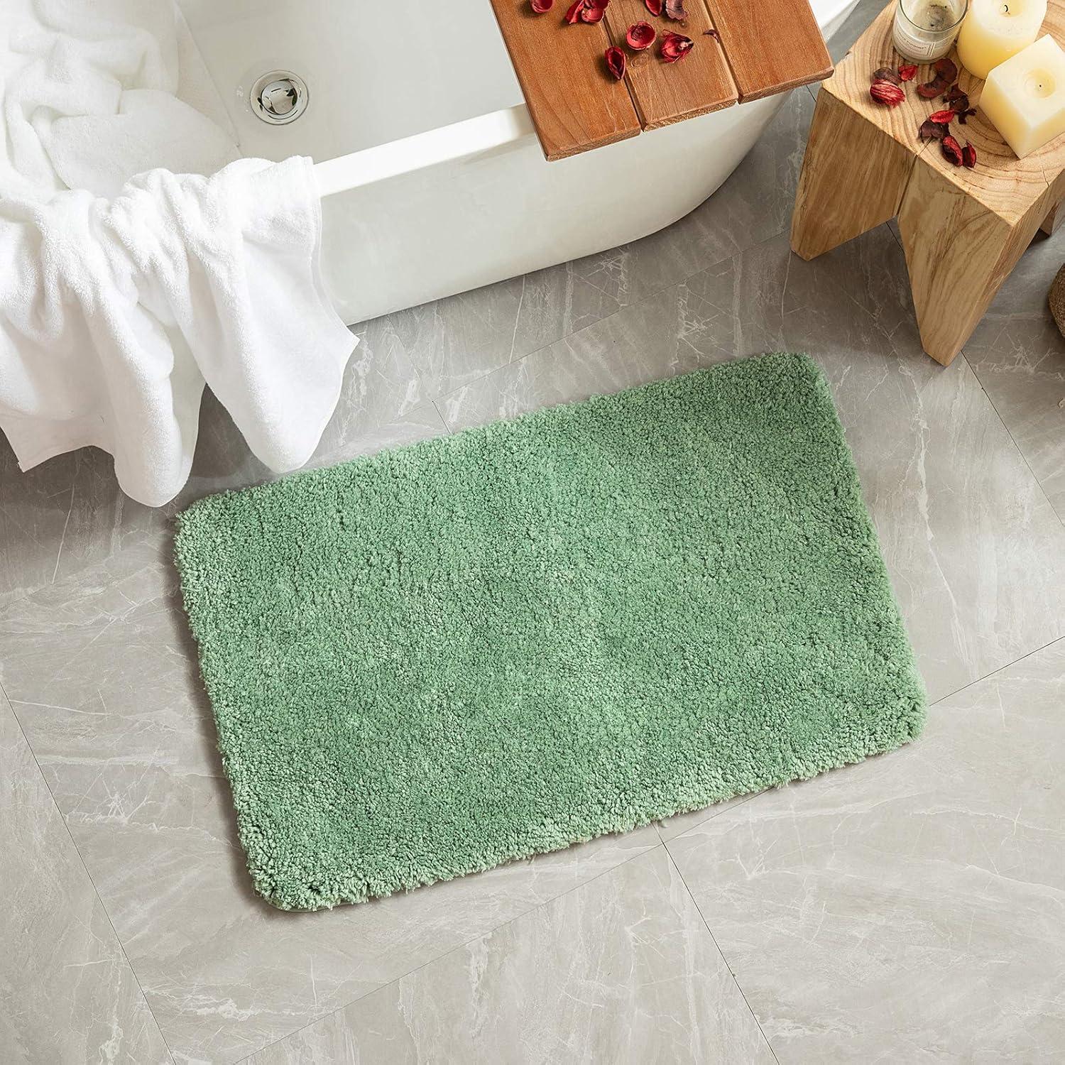 imageMIULEE Pink Bathroom Rugs Sets 2 Piece Including U Shaped Toilet Rug Soft Absorbent Bath Mats with Non Slip Rubber Backside for Bathroom Floor Tub Machine Washable Blush U 20x2420x30Sage Green